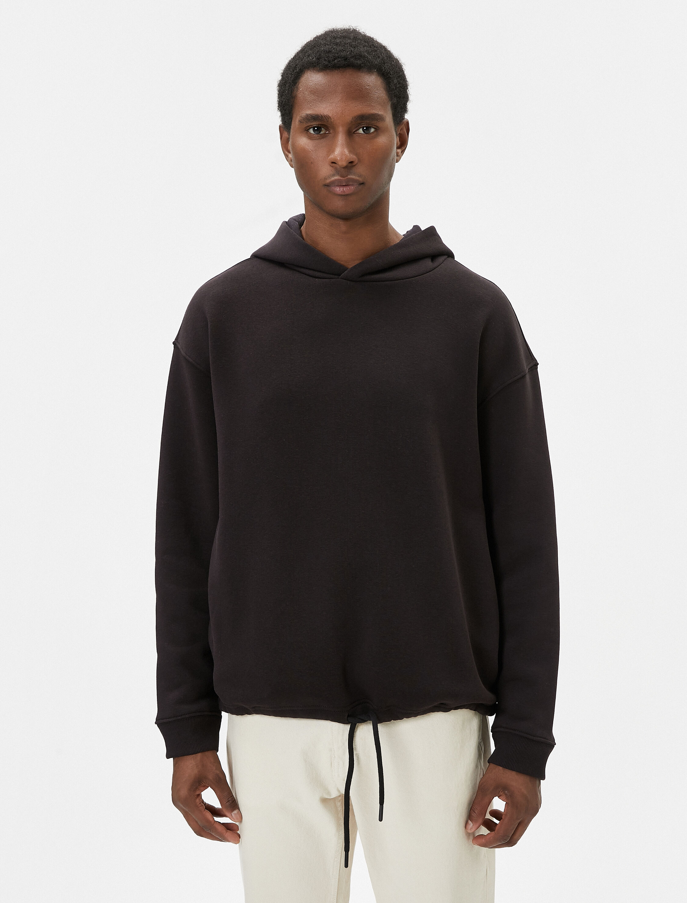   Basic Oversize Hoodie Büzgü Detaylı Uzun Kollu Şardonlu