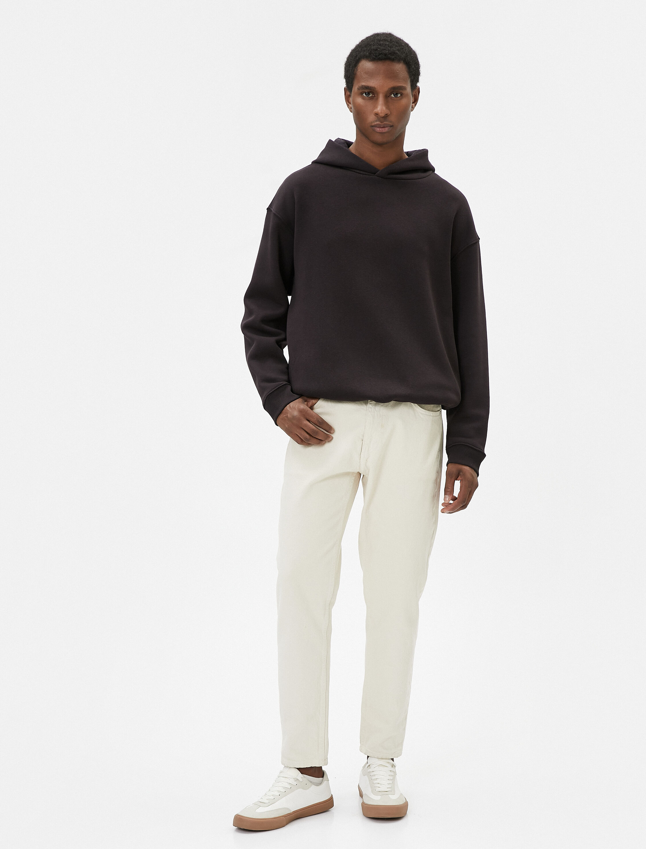   Basic Oversize Hoodie Büzgü Detaylı Uzun Kollu Şardonlu