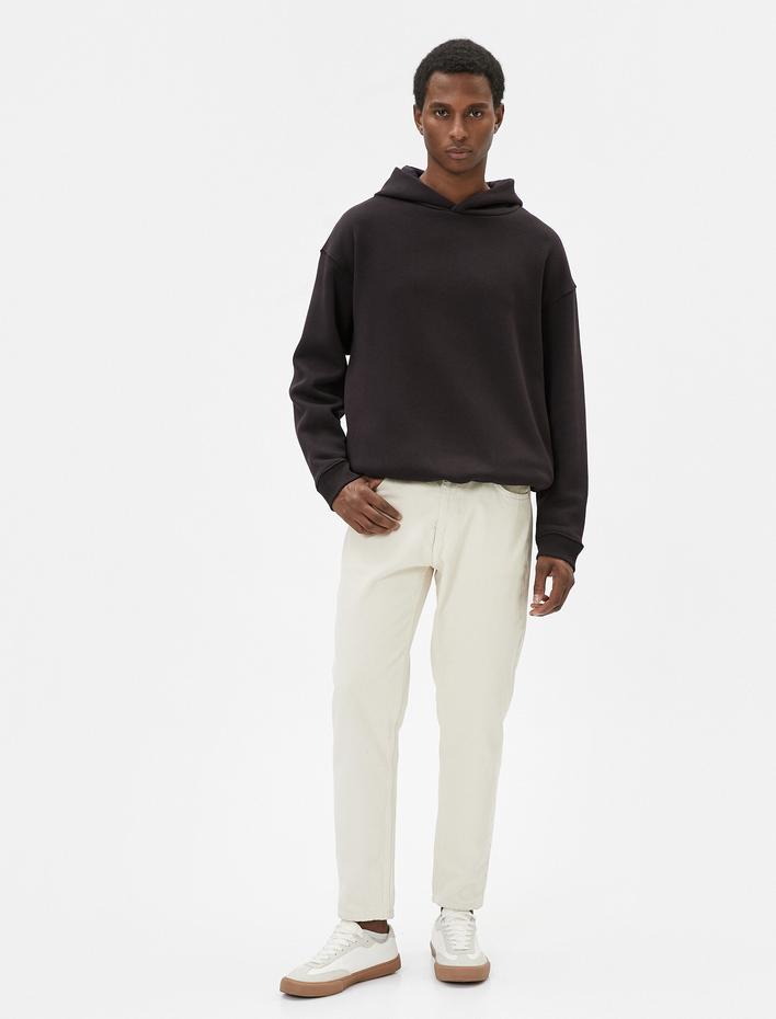  Basic Oversize Hoodie Büzgü Detaylı Uzun Kollu Şardonlu