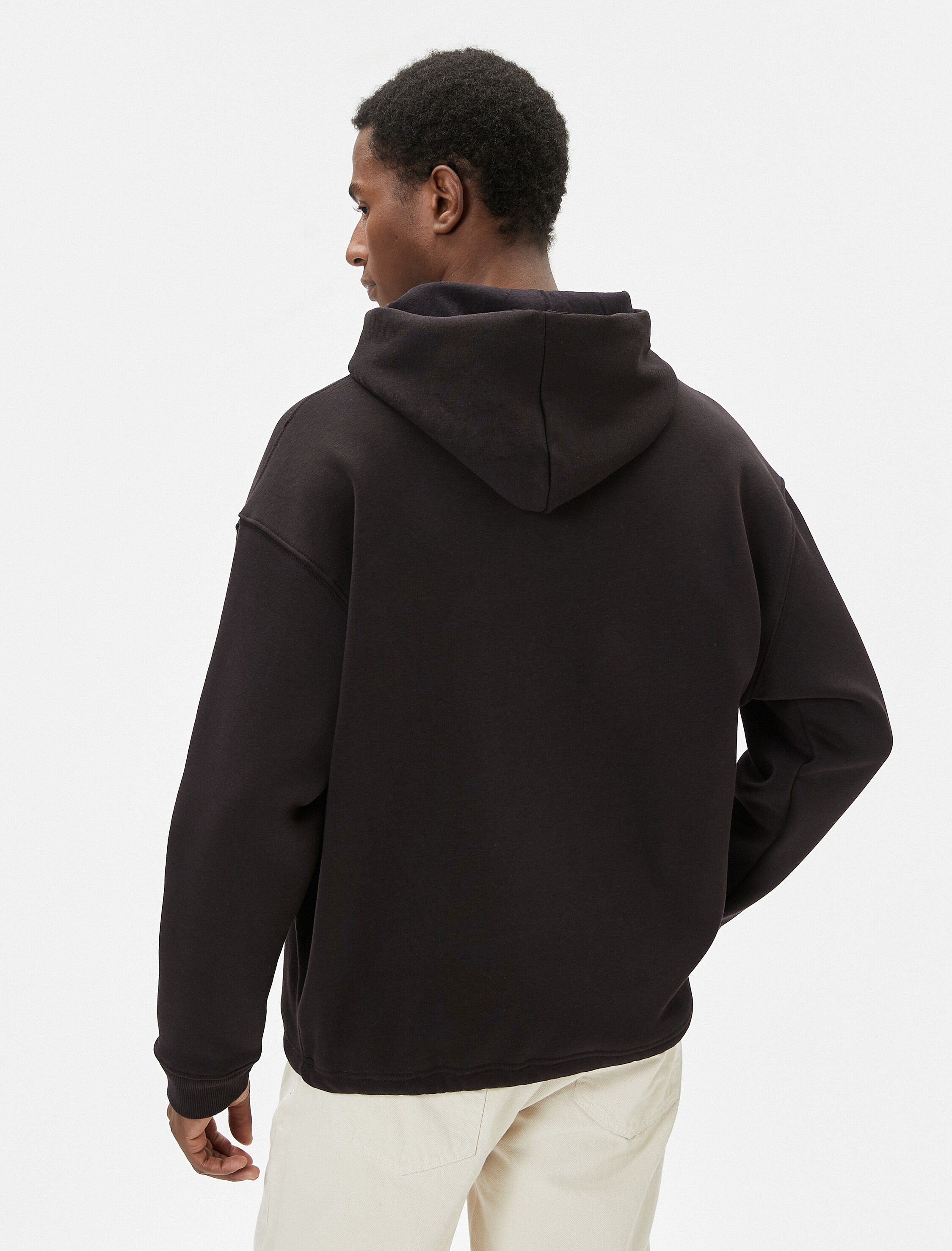   Basic Oversize Hoodie Büzgü Detaylı Uzun Kollu Şardonlu