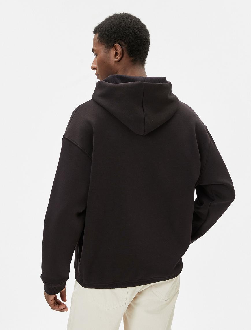   Basic Oversize Hoodie Büzgü Detaylı Uzun Kollu