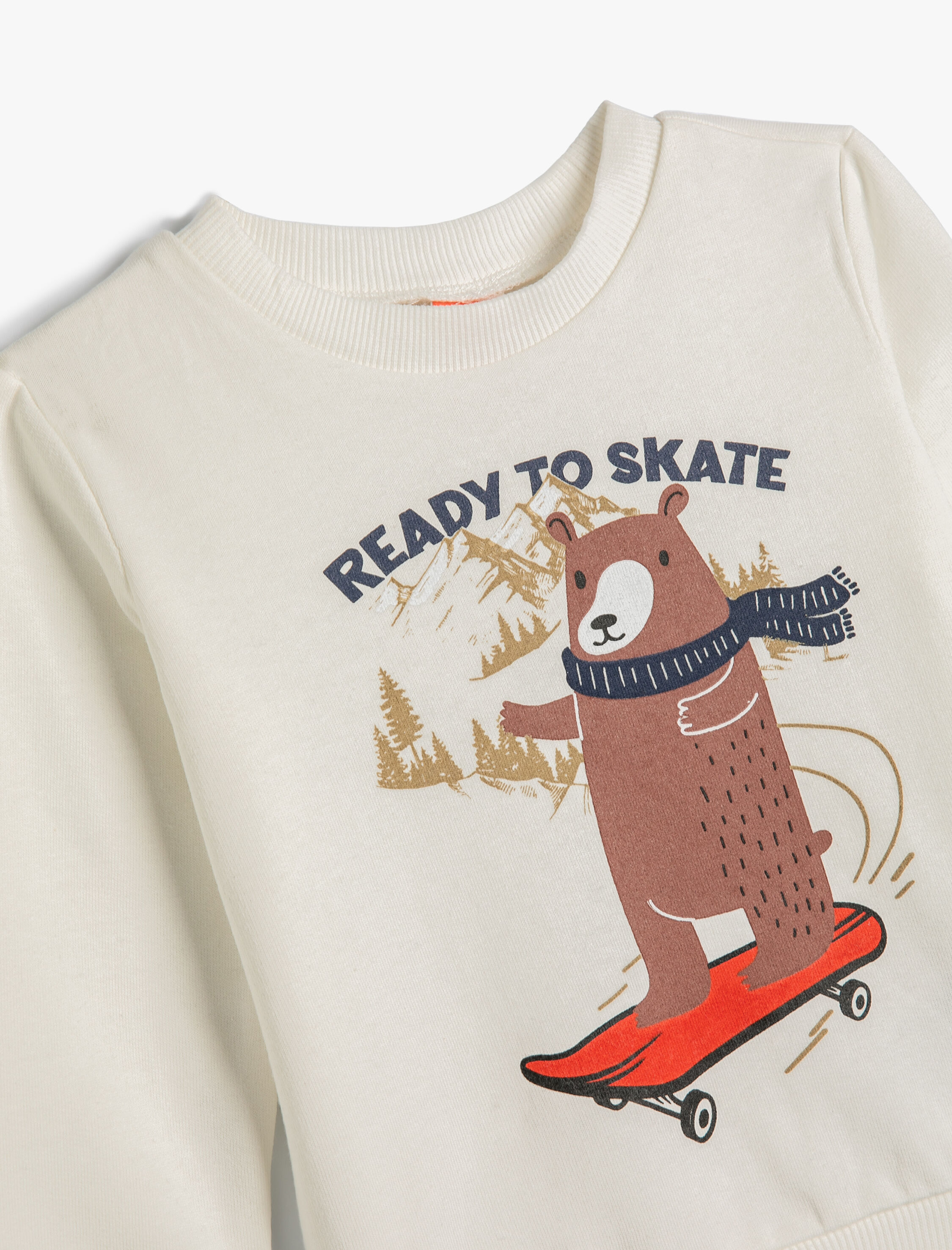  Erkek Bebek Sweat Ayıcık Baskılı Uzun Kollu Şardonlu Pamuklu