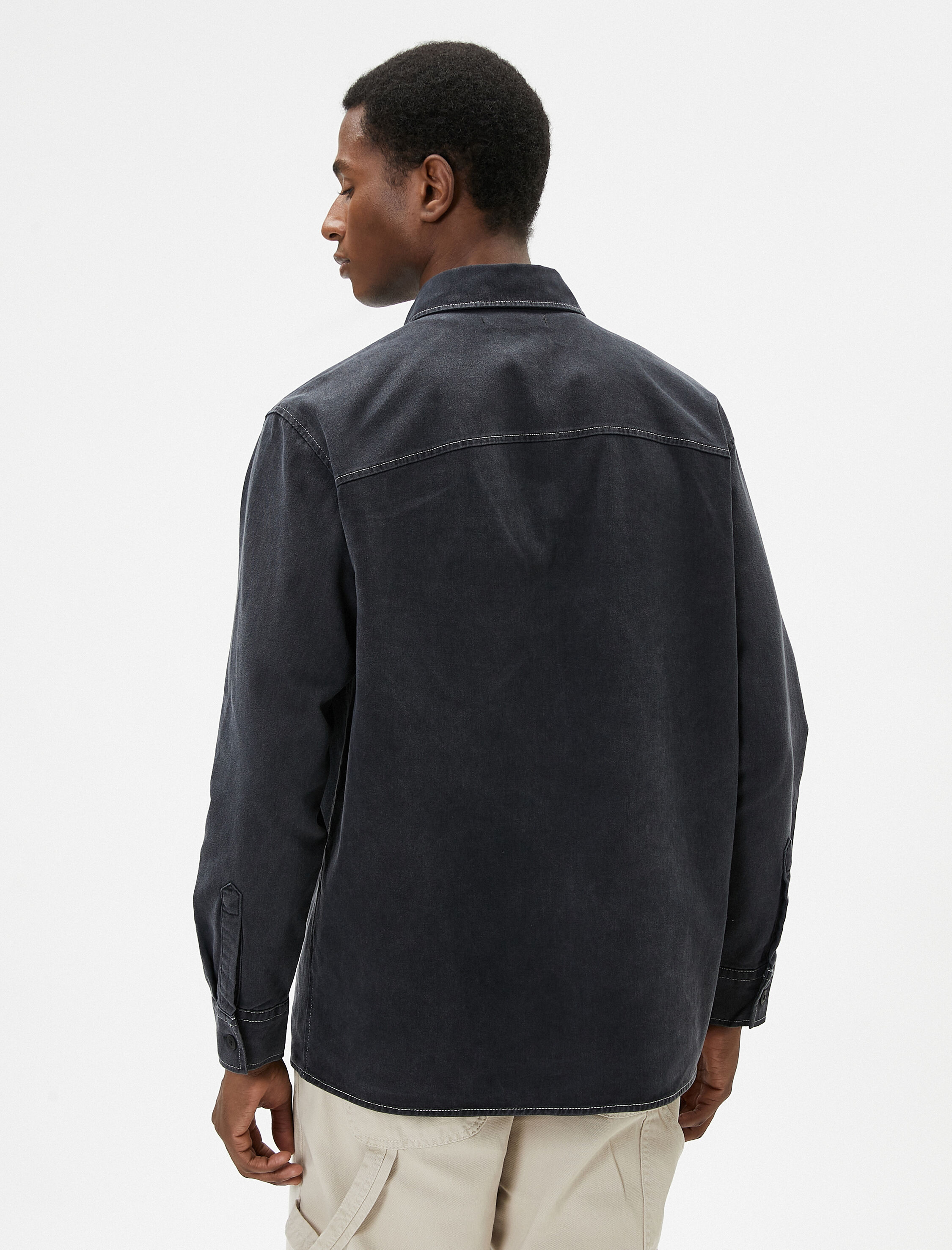   Yıkamalı Gömlek Uzun Kollu Klasik Yaka Cep Detaylı Regular Fit