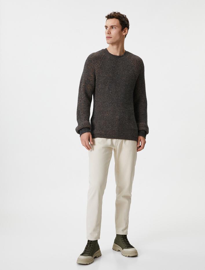  Triko Kazak Bisiklet Yaka Dokulu Uzun Kollu