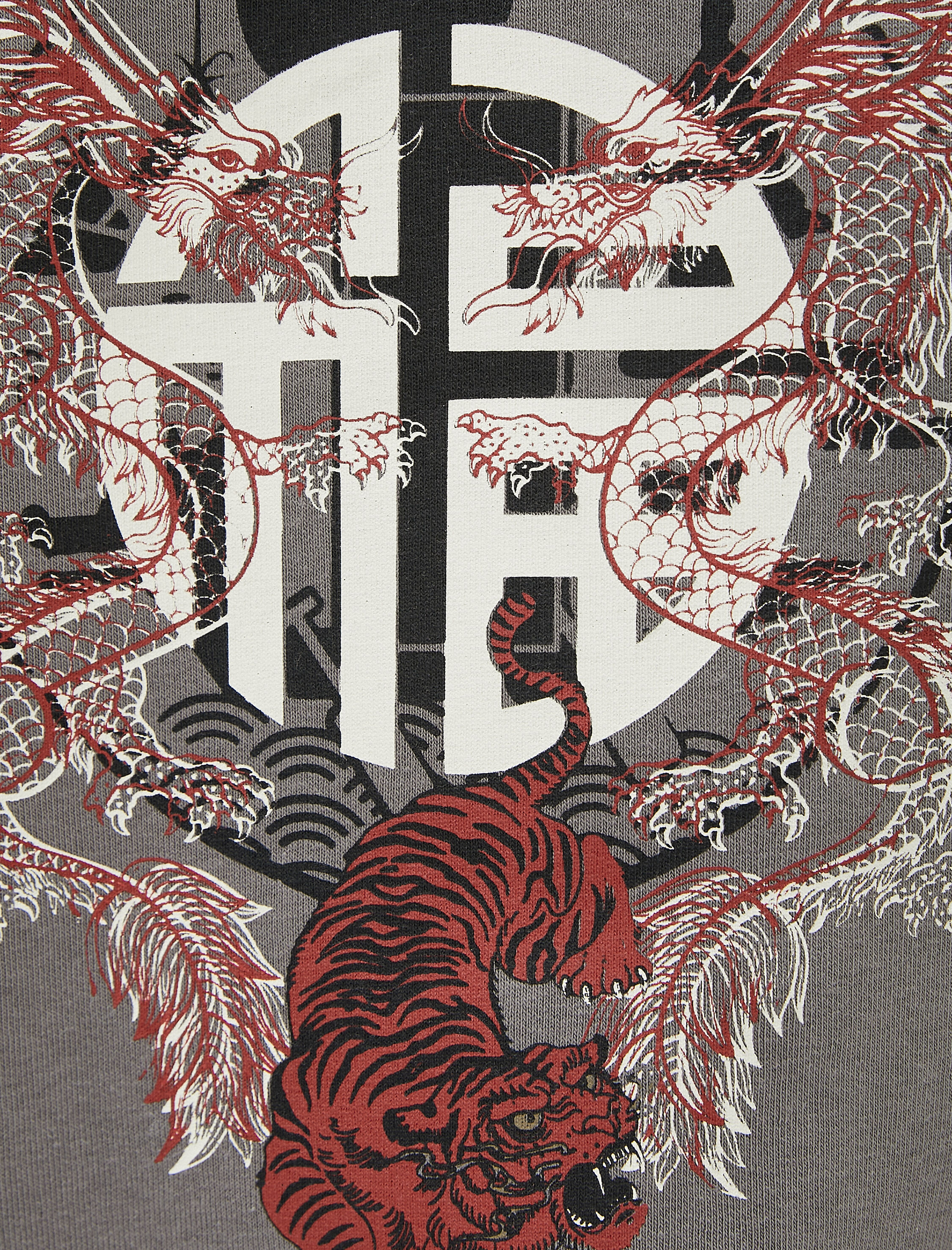   Baskılı Oversize Sweatshirt Kapşonlu Uzakdoğu Temalı Şardonlu