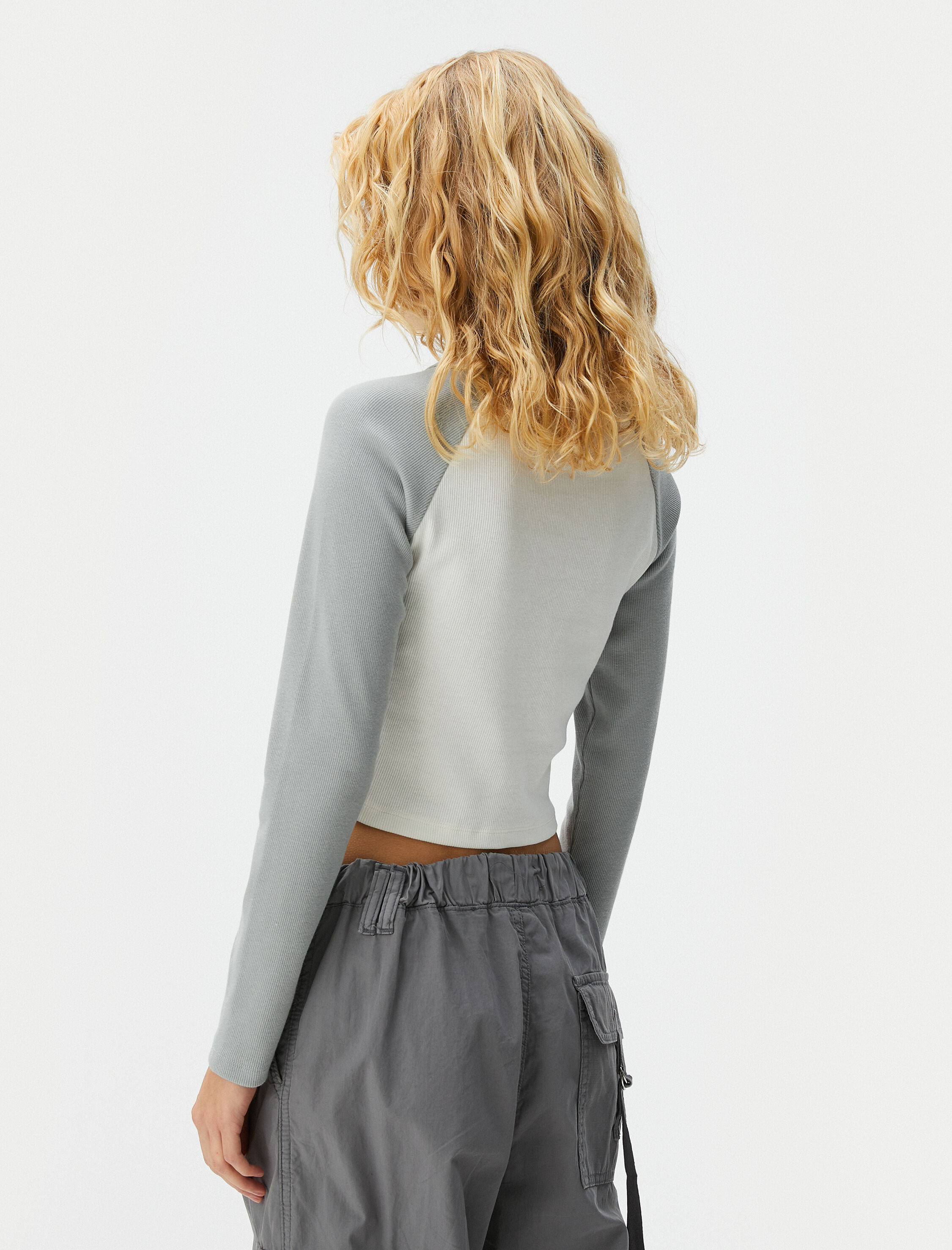   Kolej Tişört Renk Bloklu Baskılı Uzun Kollu Bisiklet Yaka Pamuklu