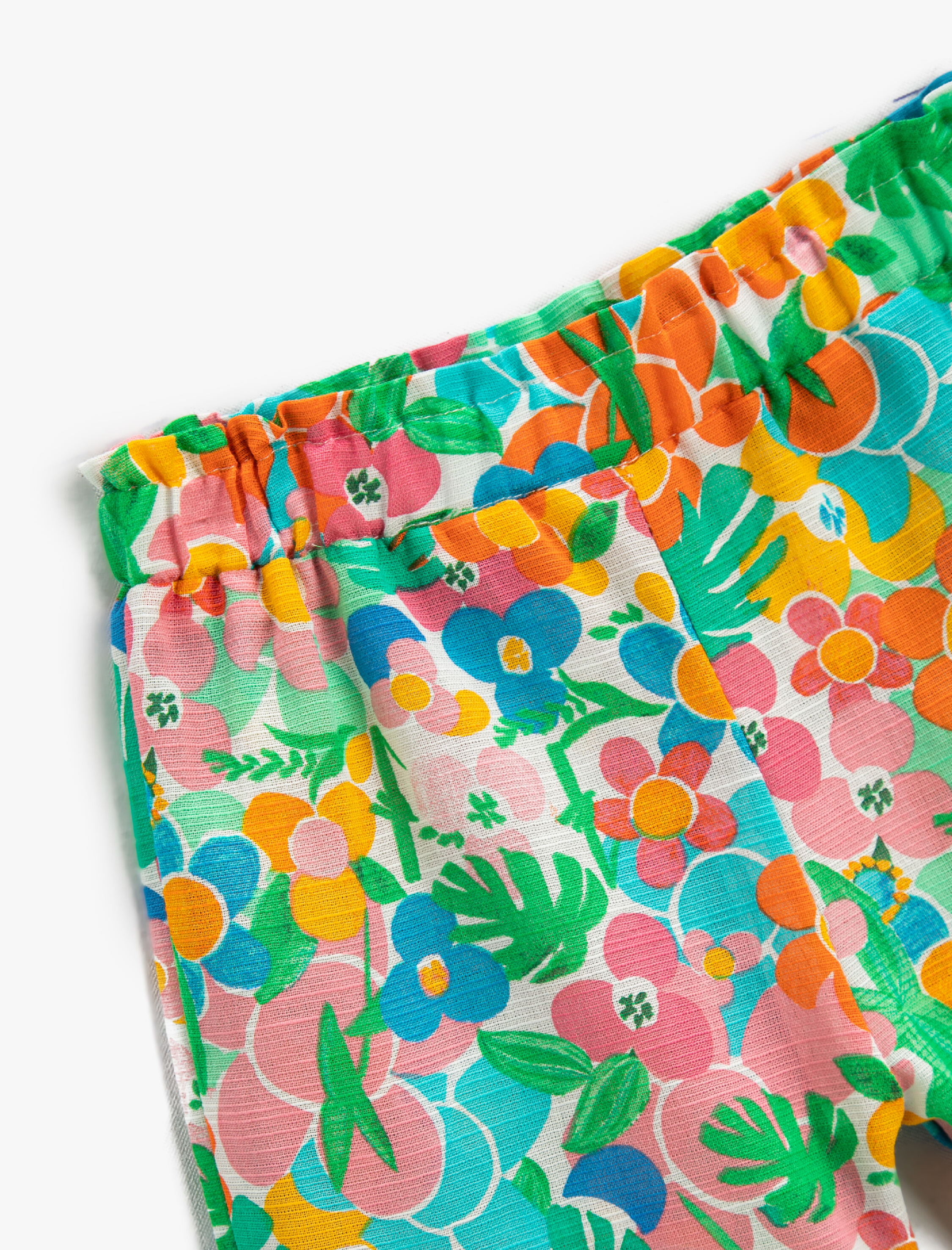  Kız Bebek Çiçekli Şort Beli Lastikli Diz Üstü Pamuklu