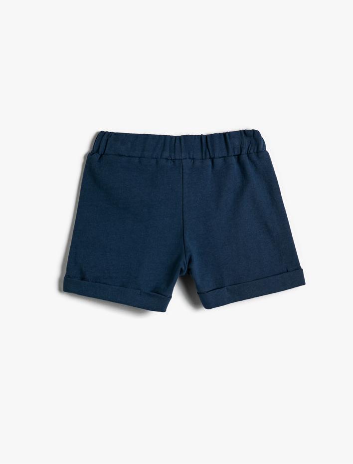 Kız Çocuk Baskılı Kısa Şort Pamuklu Beli Bağcıklı