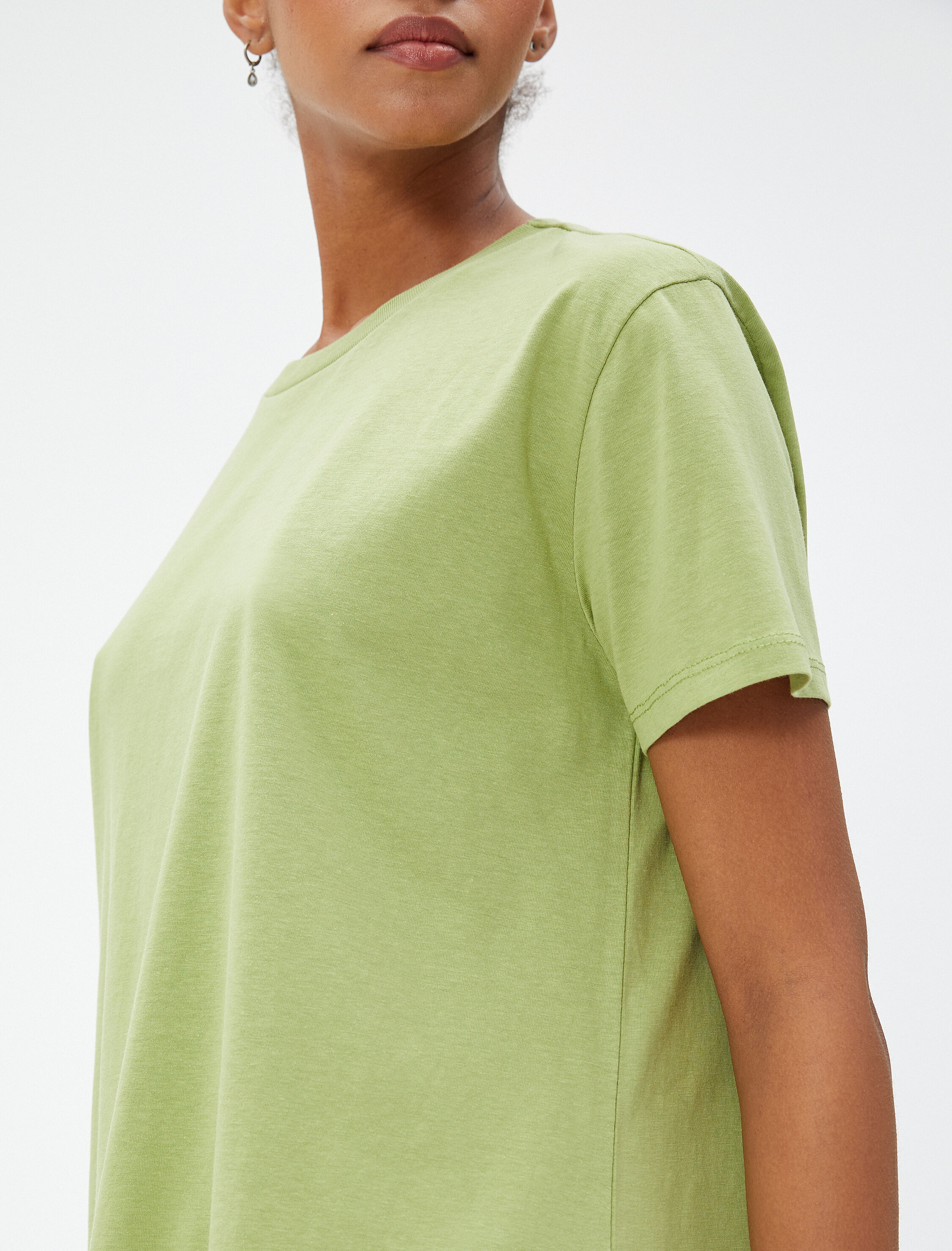   Basic Tişört Kısa Kollu Bisiklet Yaka Asimetrik Kesim