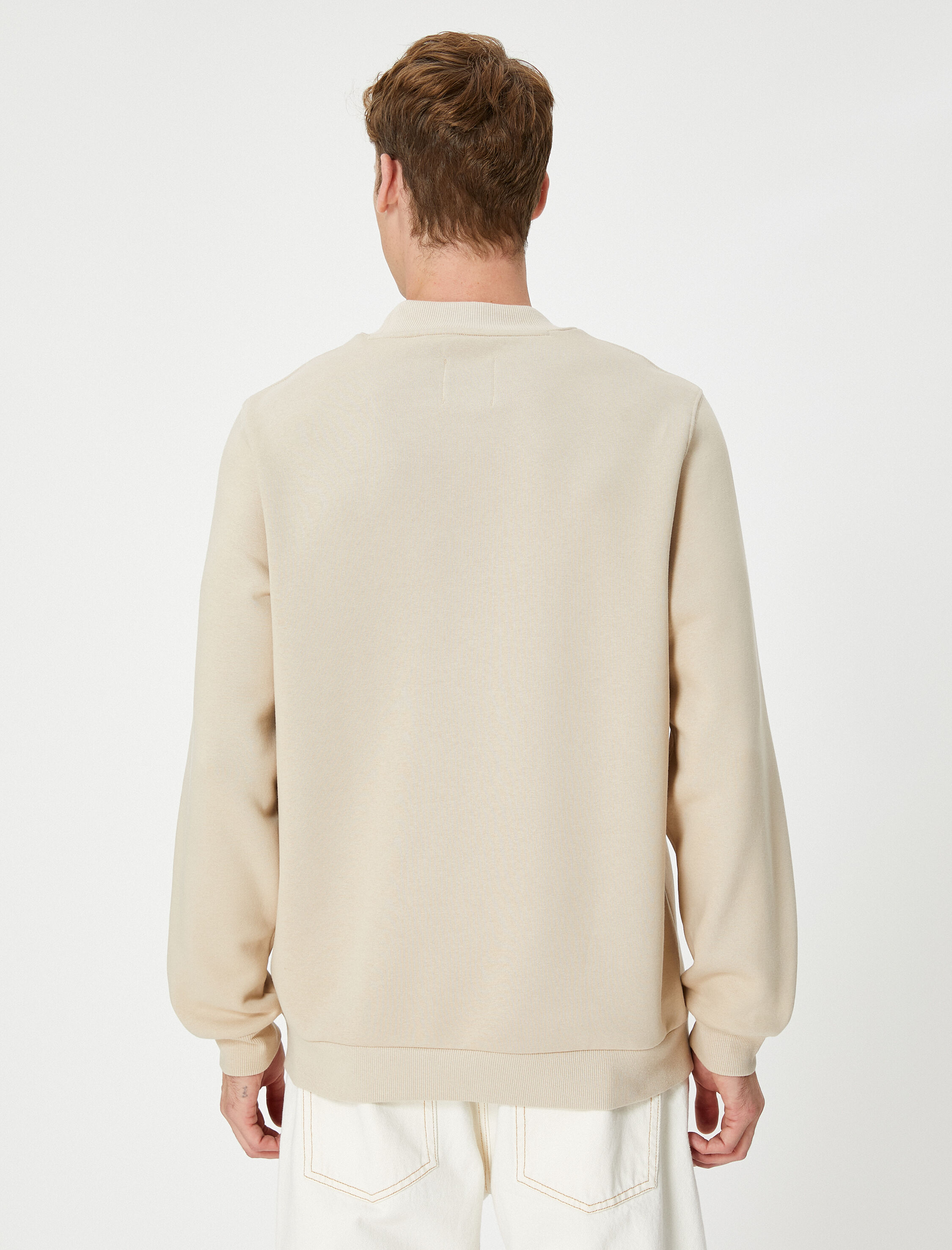   Basic Sweatshirt Bisiklet Yaka Uzun Kollu Şardonlu