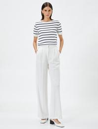 Triko Kazak Kısa Kollu Bisiklet Yaka Dokulu