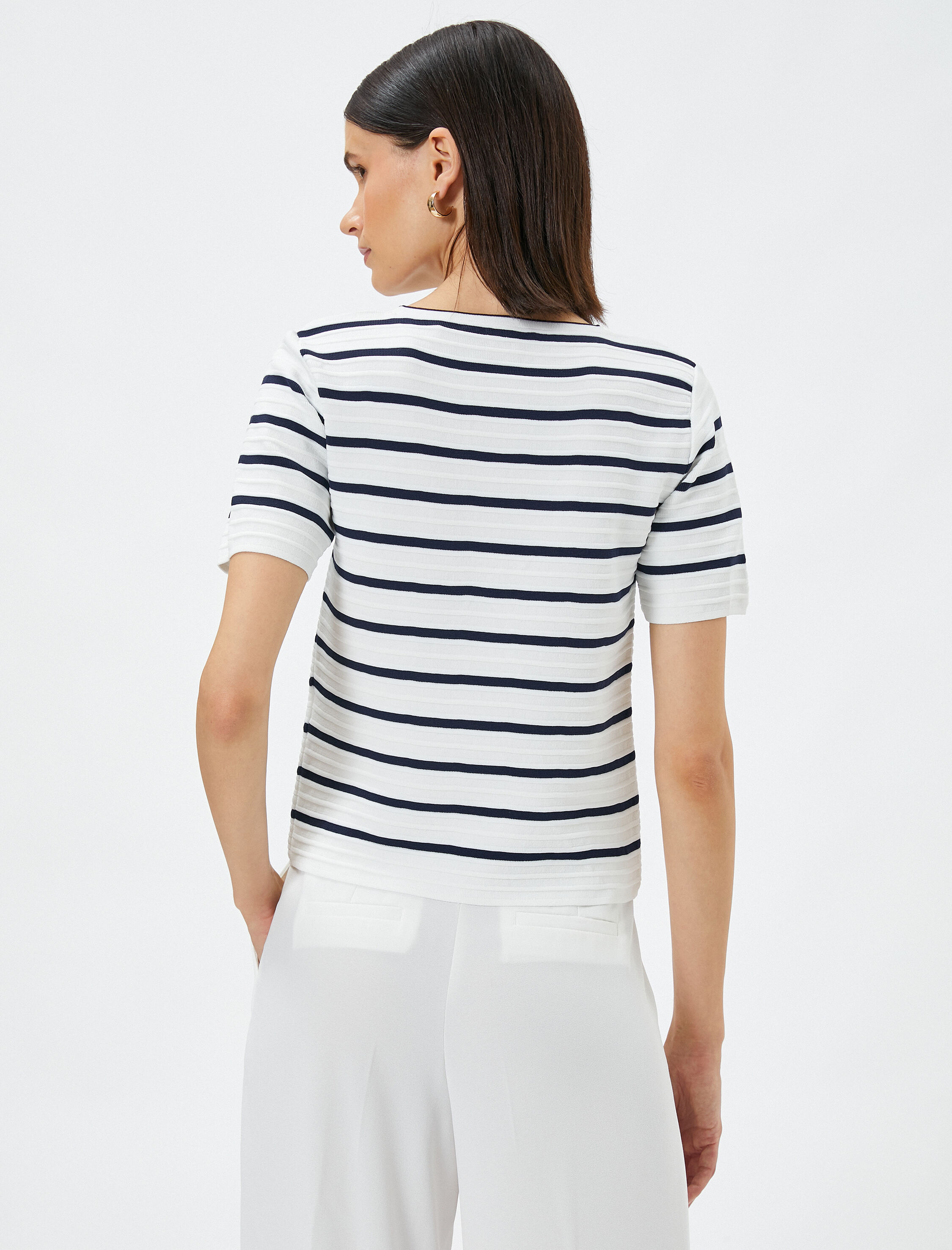   Triko Kazak Kısa Kollu Bisiklet Yaka Dokulu