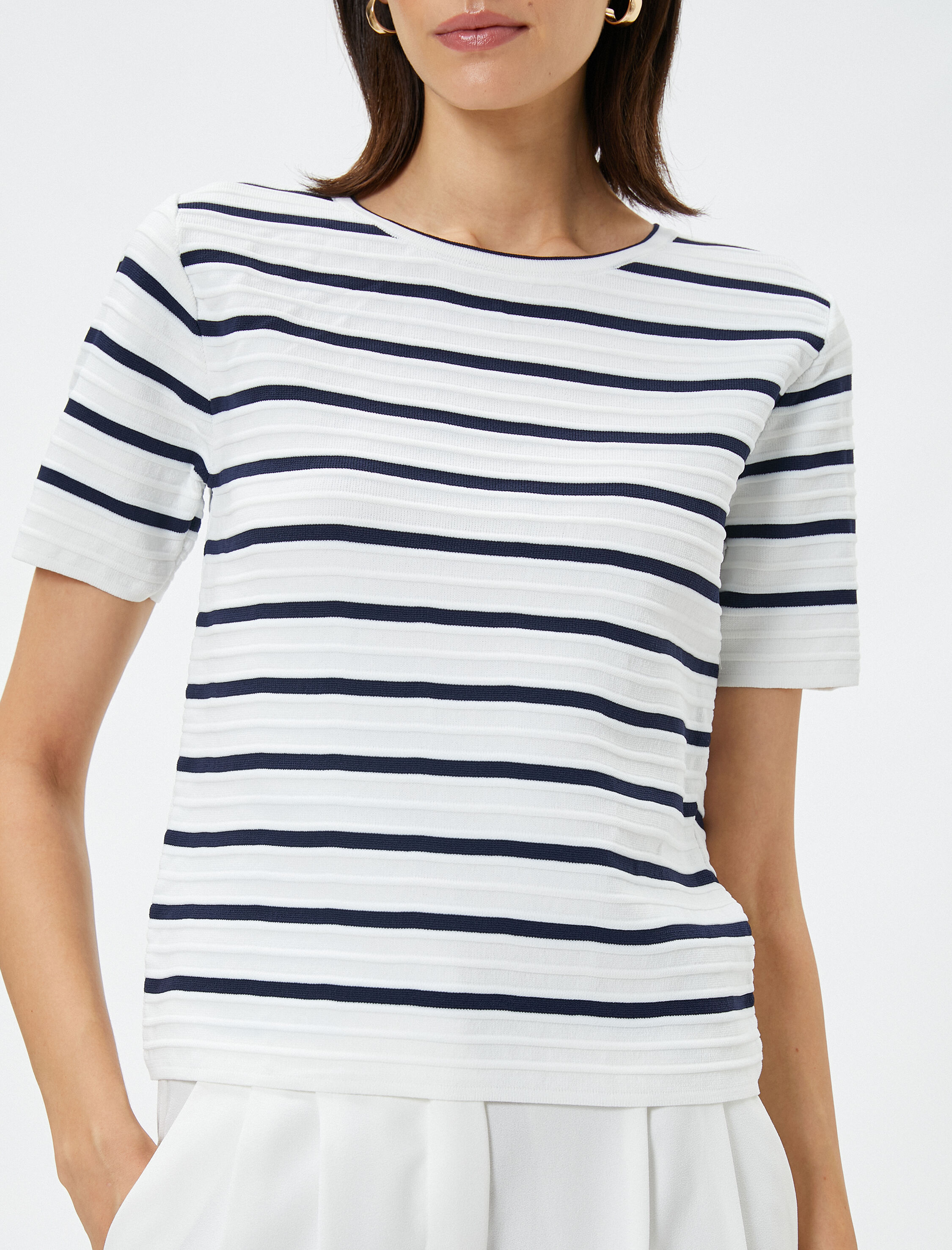   Triko Kazak Kısa Kollu Bisiklet Yaka Dokulu