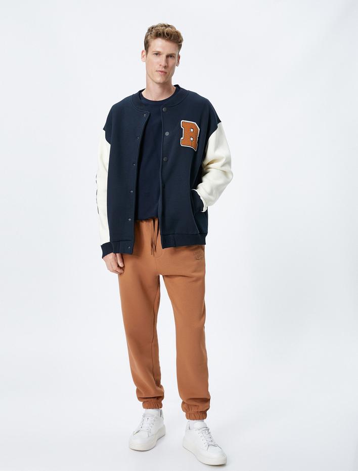  Jogger Eşofman Altı Beli Bağcıklı Cep Detaylı İşlemeli