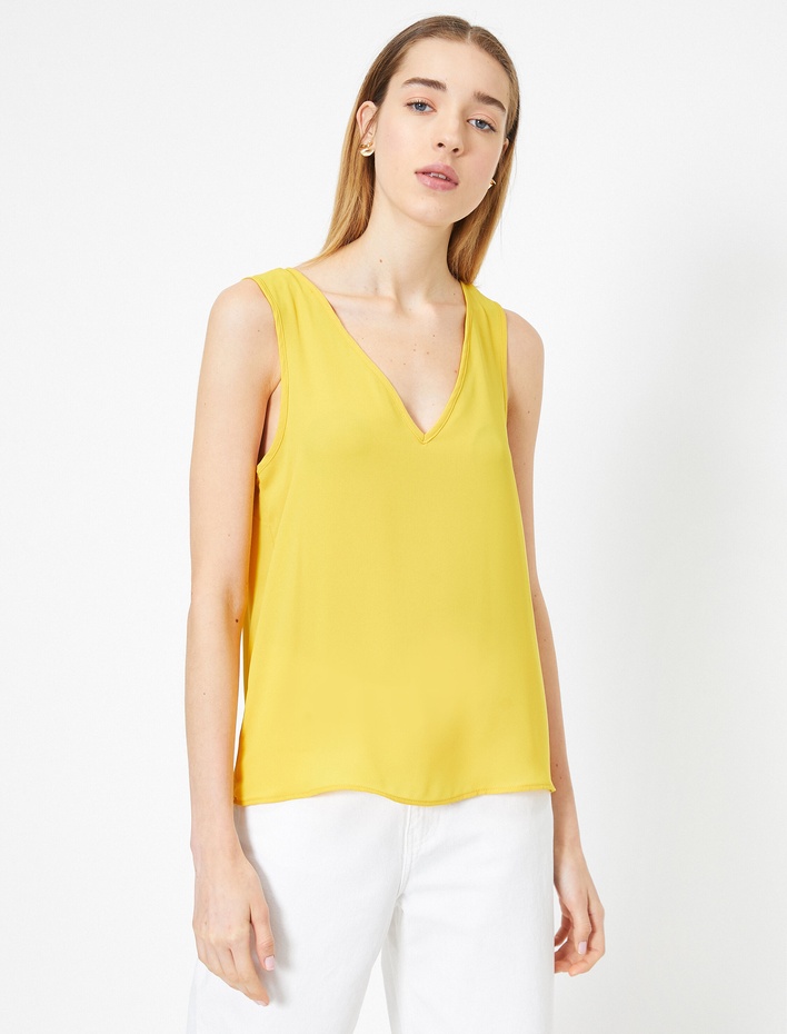  V Yaka Rahat Kesim Basic Bluz