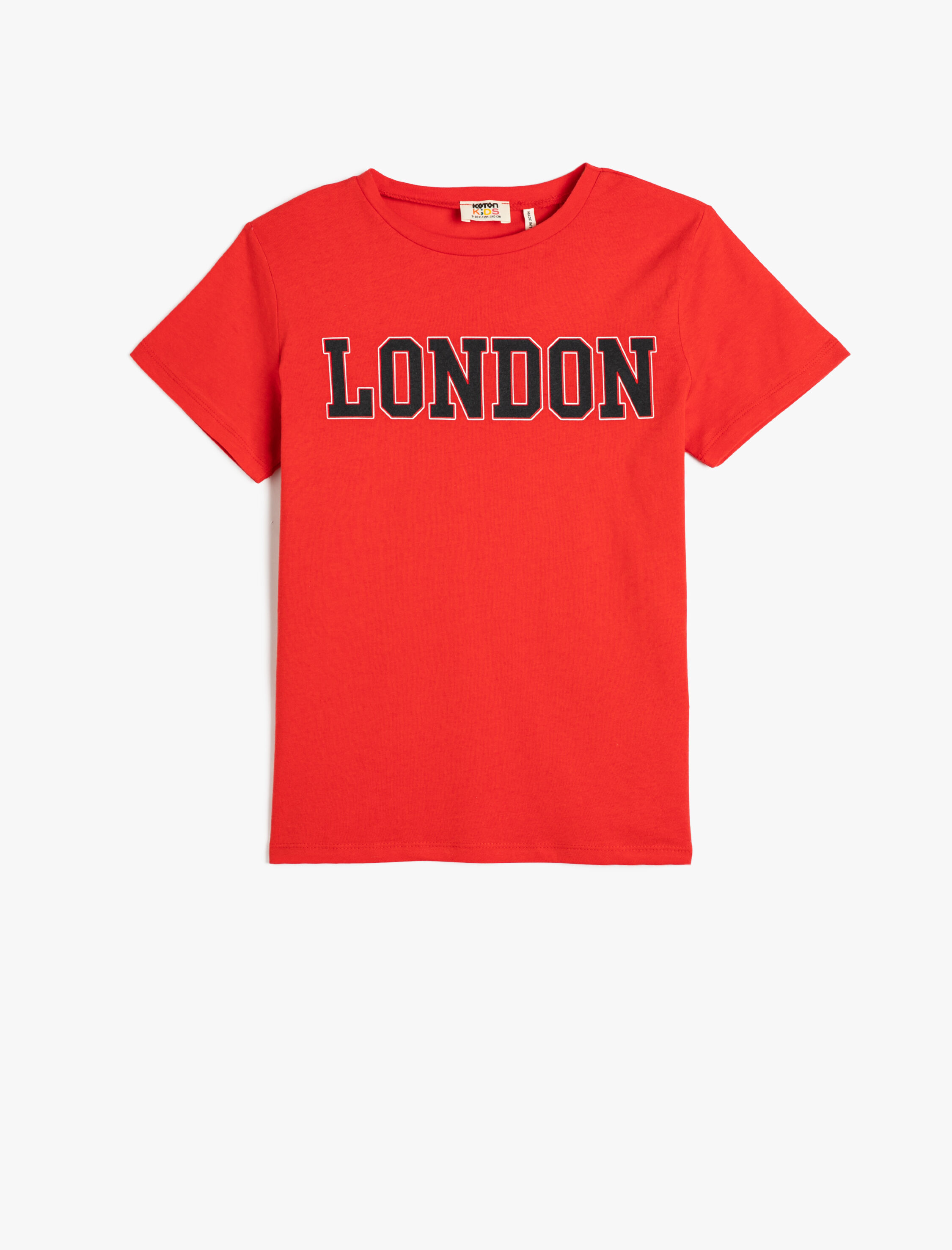  Erkek Çocuk Tişört Londra Baskılı Kısa Kollu Bisiklet Yaka Pamuklu