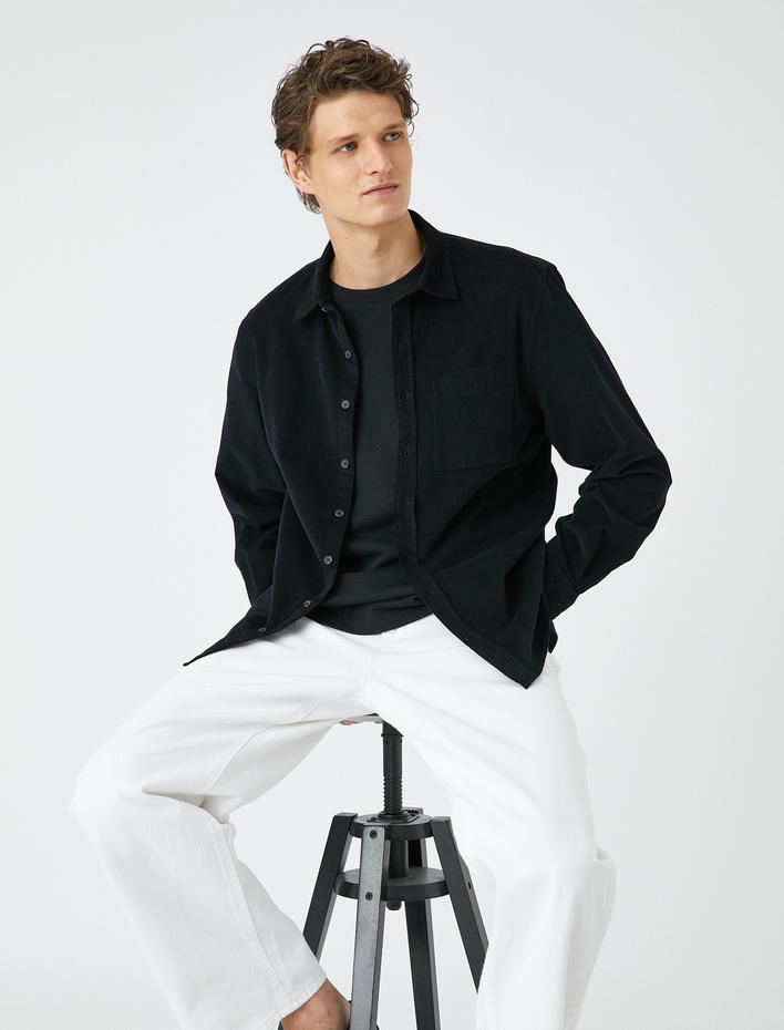  Fitilli Gömlek Düğmeli Klasik Yaka Cep Detaylı