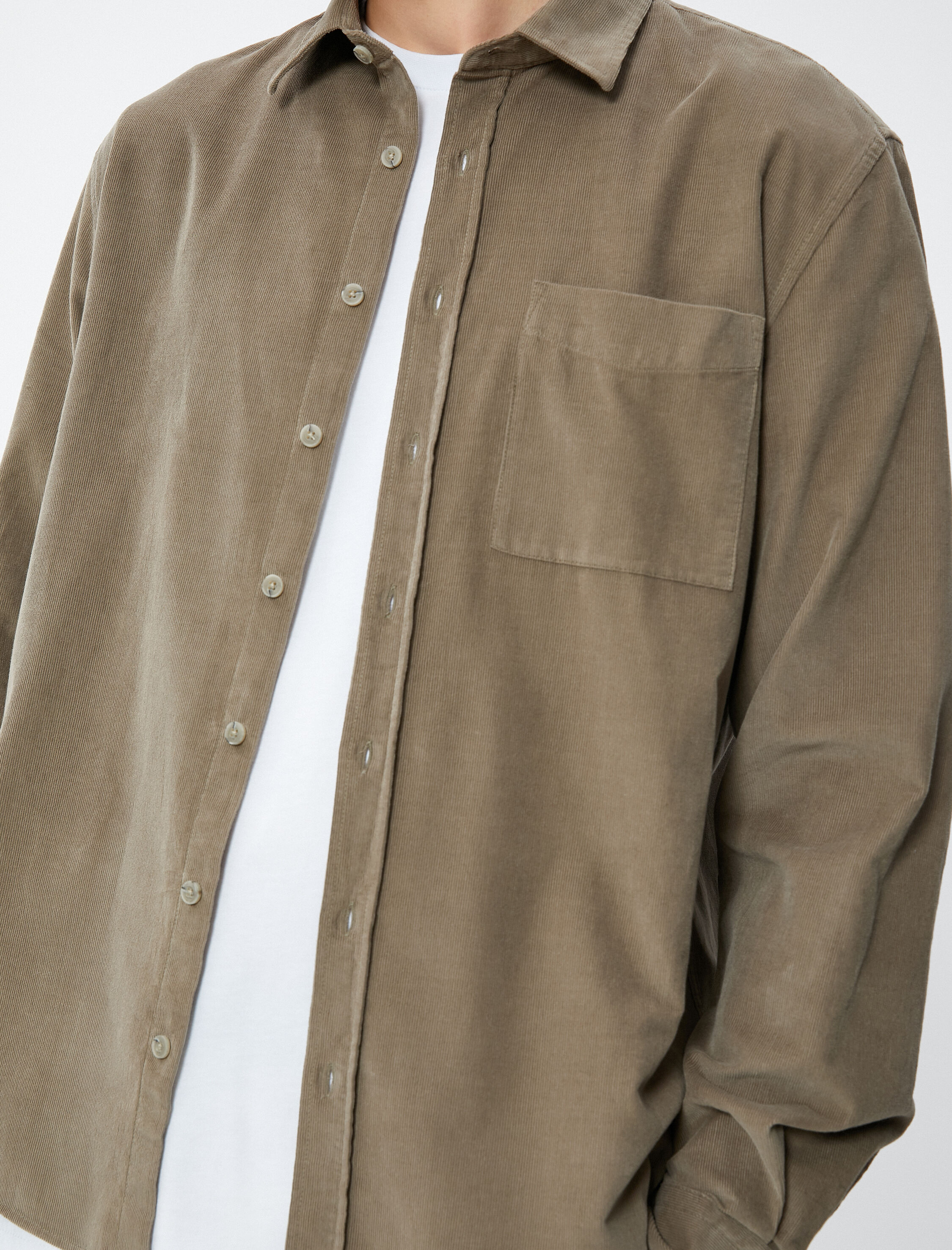   Fitilli Gömlek Düğmeli Klasik Yaka Cep Detaylı