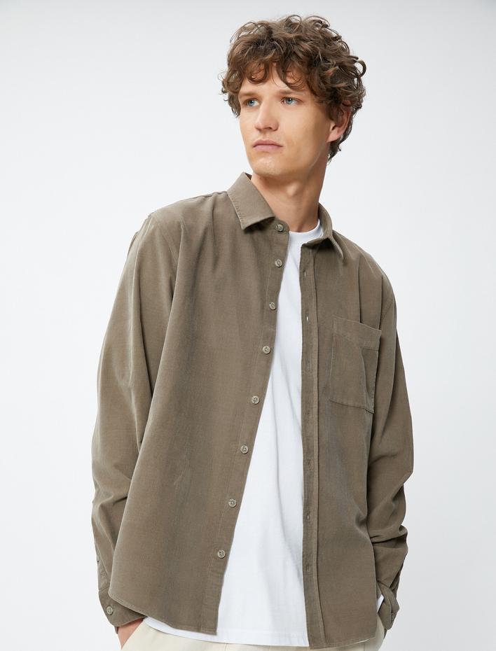  Fitilli Gömlek Düğmeli Klasik Yaka Cep Detaylı