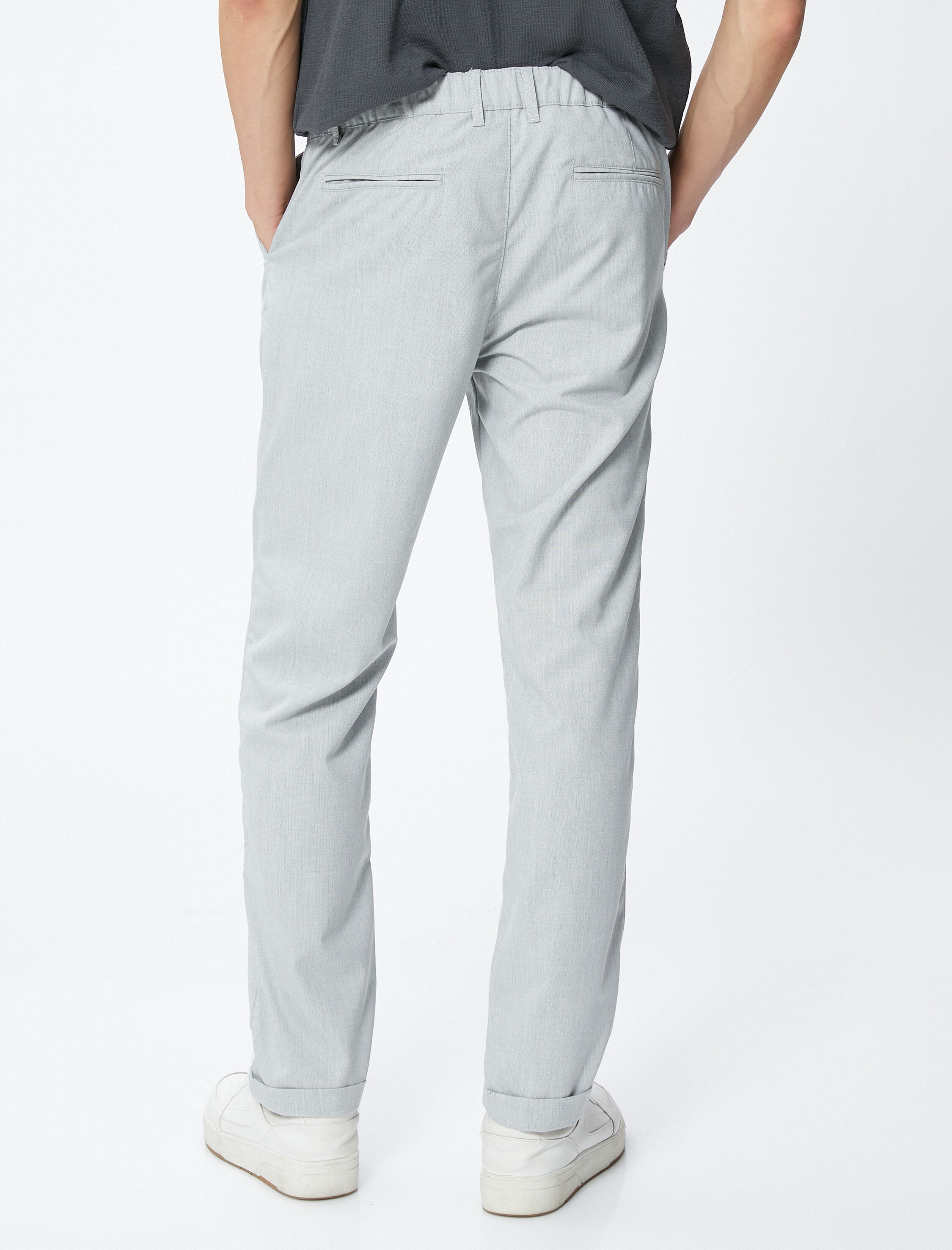   Klasik Pantolon Slim Fit Beli Lastikli Düğmeli Cepli