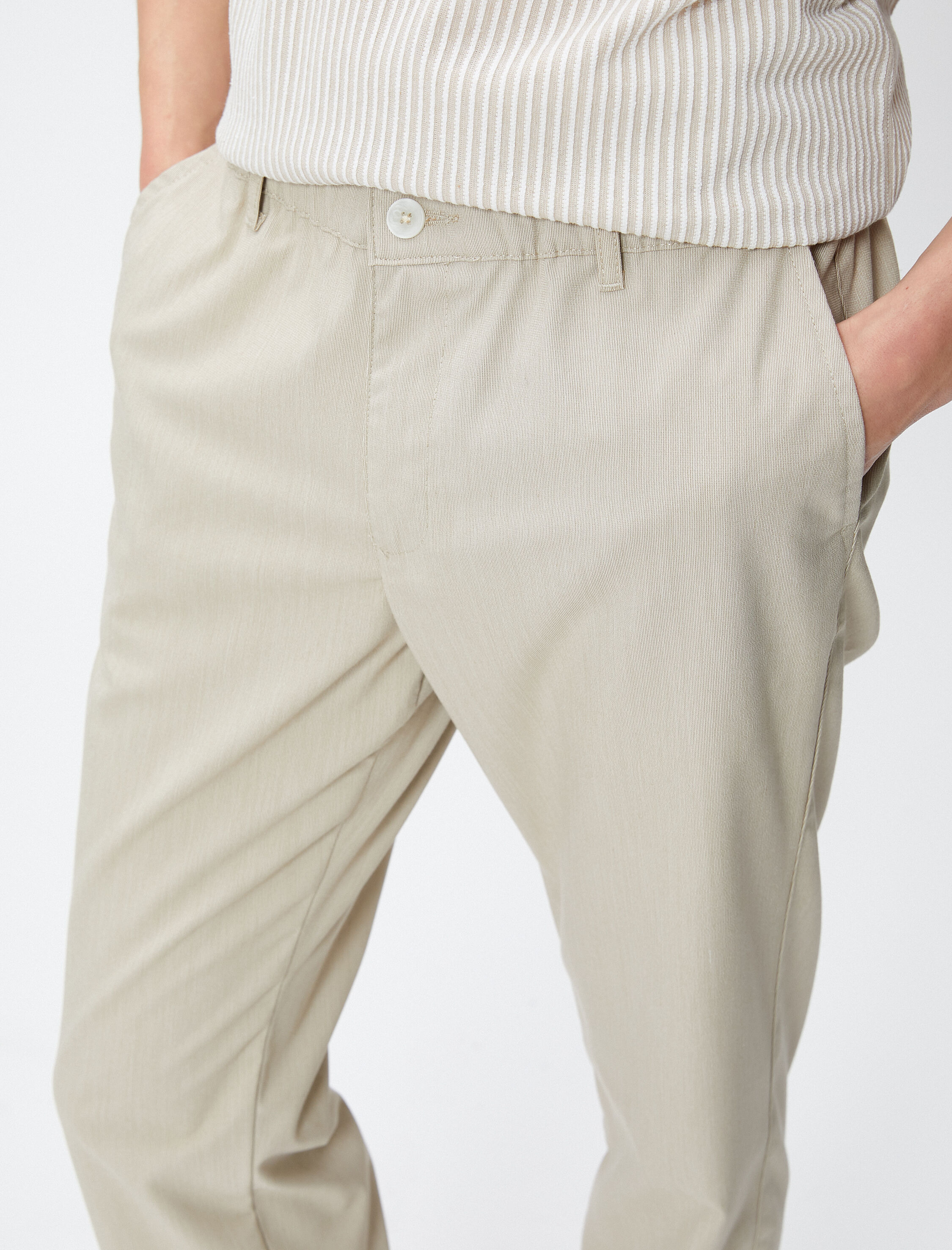   Klasik Pantolon Slim Fit Beli Lastikli Düğmeli Cepli