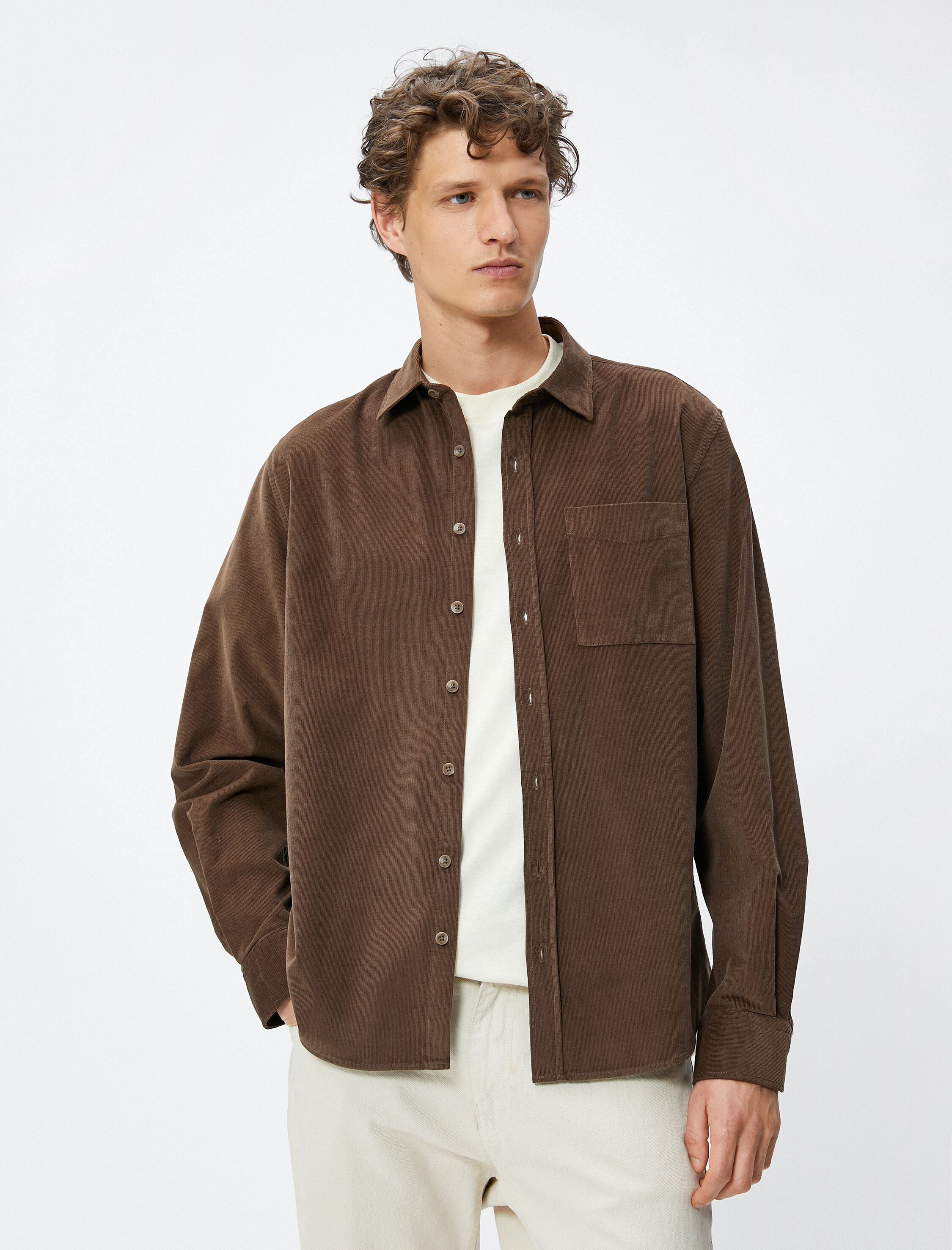   Fitilli Gömlek Düğmeli Klasik Yaka Cep Detaylı