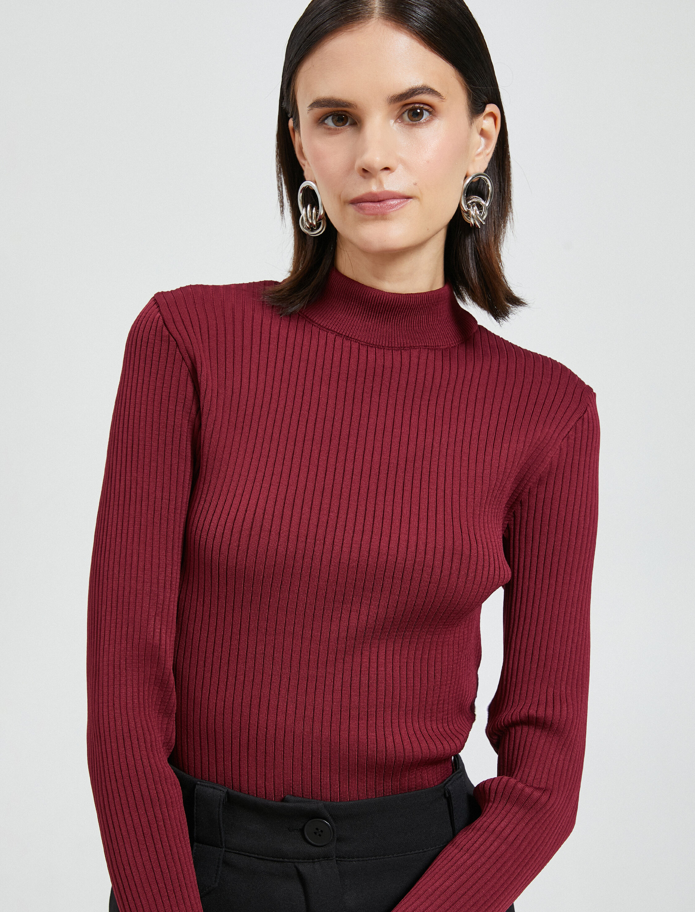   Yarım Balıkçı Yaka Kazak Triko Ribanalı