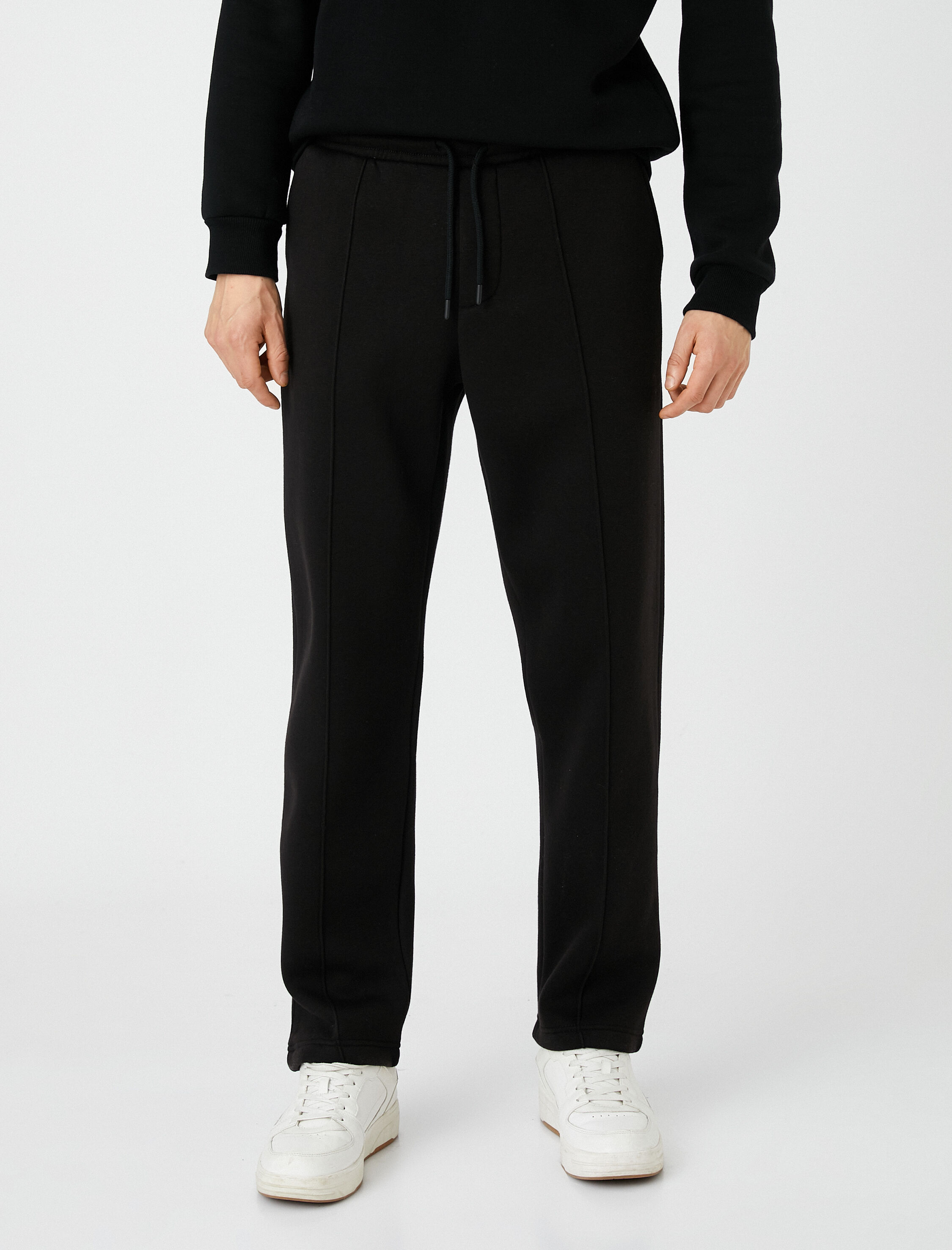   Beli Bağcıklı Eşofman Altı Nervür Dikişli Cep Detaylı Şardonlu