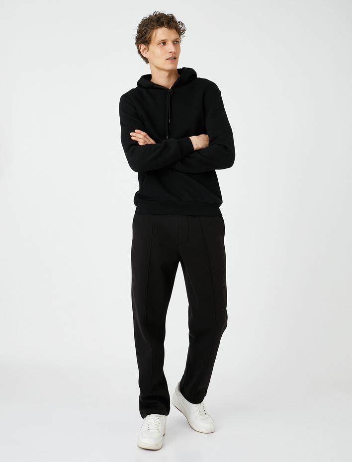  Beli Bağcıklı Eşofman Altı Nervür Dikişli Cep Detaylı Şardonlu