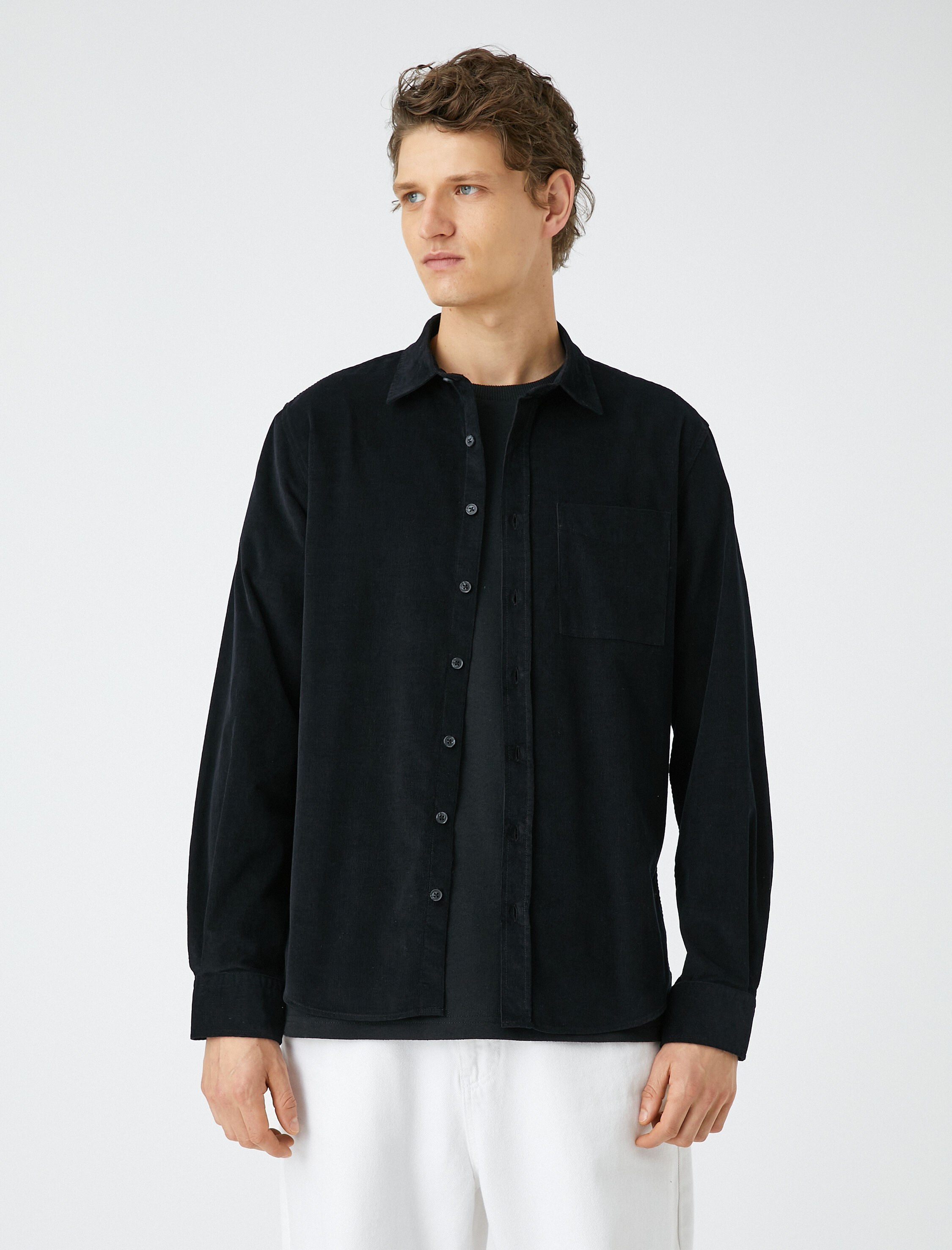   Fitilli Gömlek Düğmeli Klasik Yaka Cep Detaylı