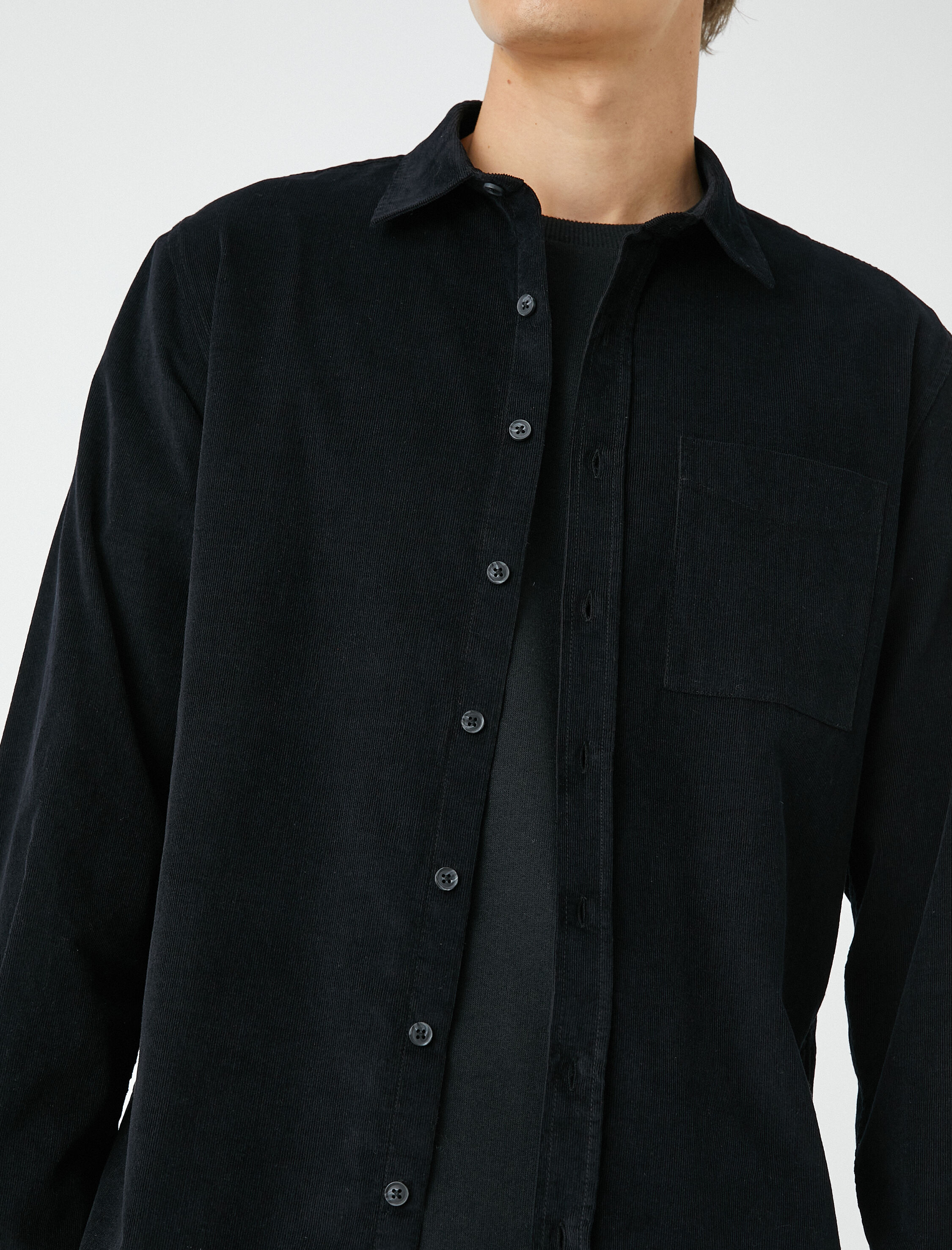   Fitilli Gömlek Düğmeli Klasik Yaka Cep Detaylı