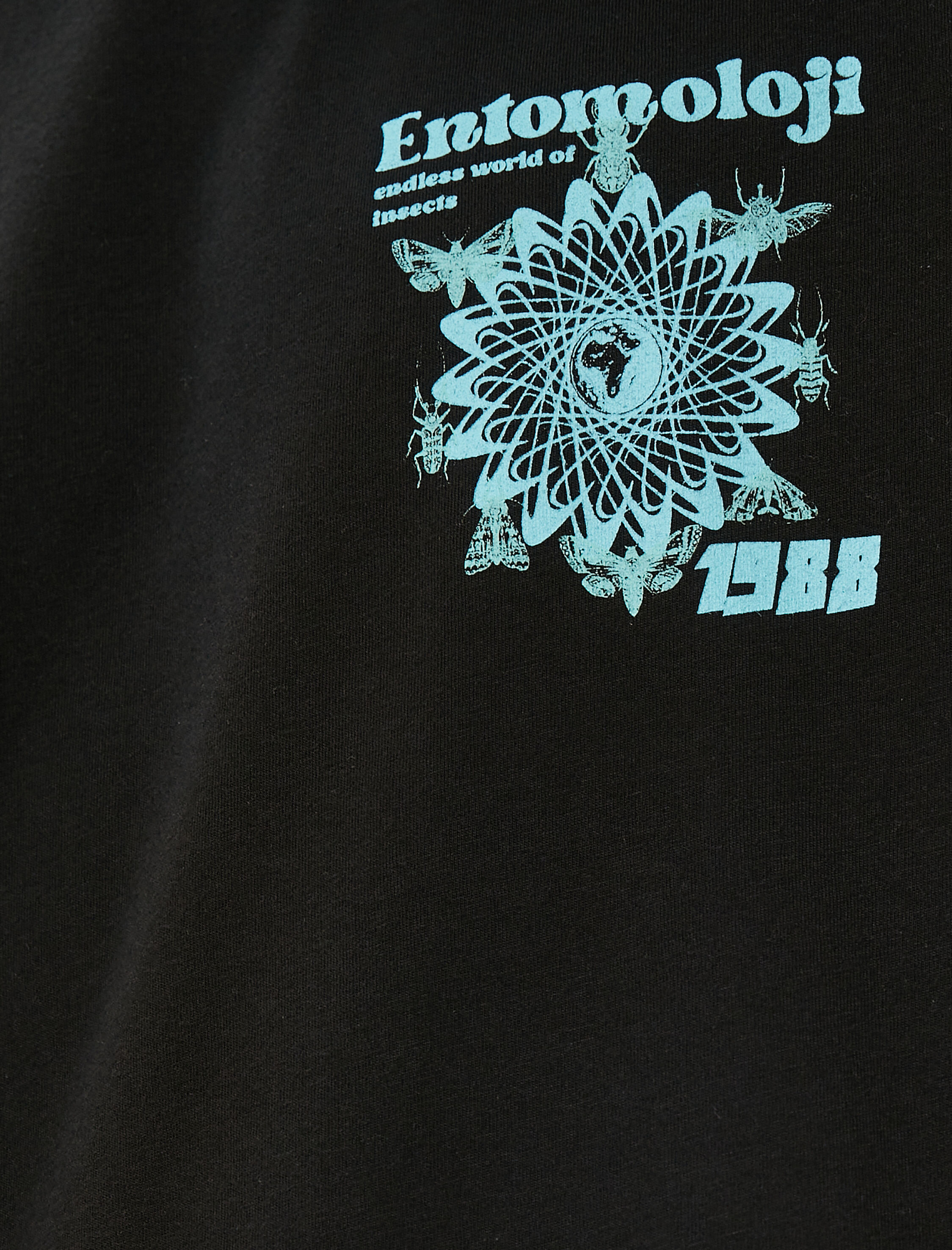   Oversize Tişört Arkası Baskılı Bisiklet Yaka Kısa Kollu Pamuklu