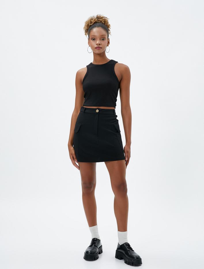  Kargo Mini Etek Cepli Düğmeli