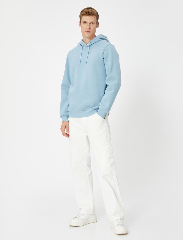  Basic Kapşonlu Sweat Uzun Kollu Şardonlu