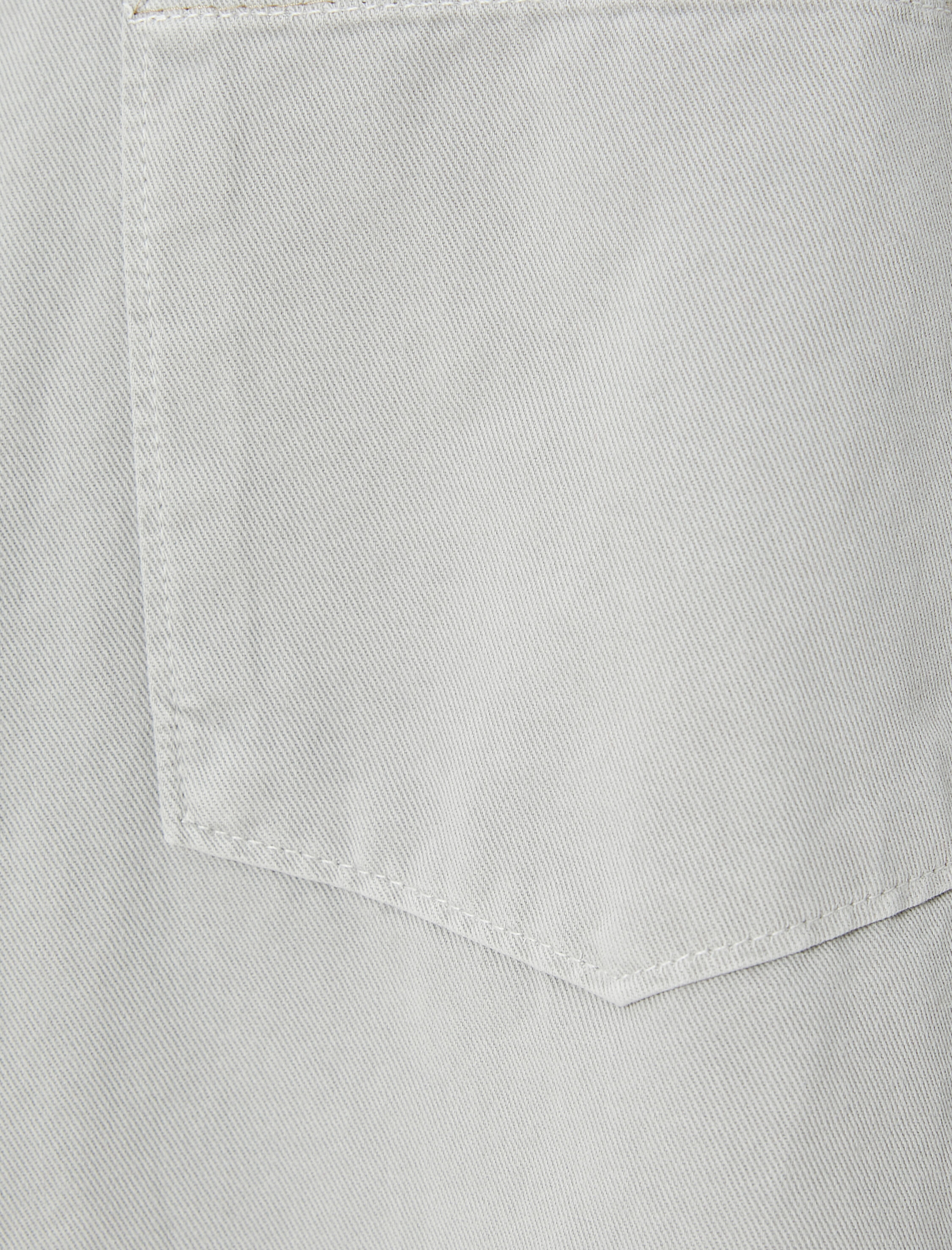   Kanvas Gömlek Klasik Yaka Cep Detaylı Düğmeli Etiket Baskılı Pamuklu