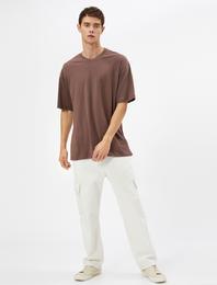 Basic Oversize Tişört Bisiklet Yaka Kısa Kollu Pamuklu