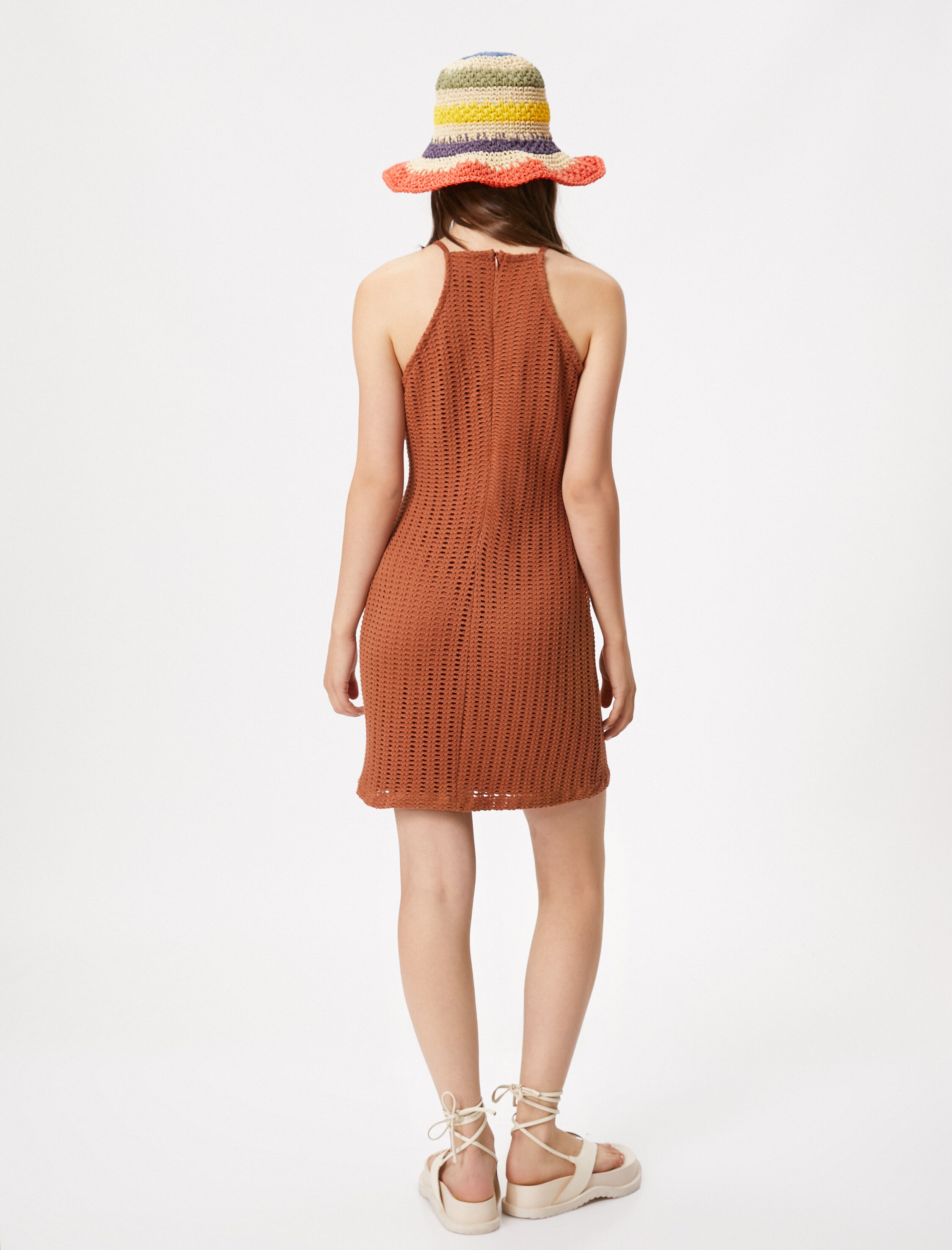   Mini Triko Elbise Bodycon Kolsuz Halter Yaka Dar Kesim