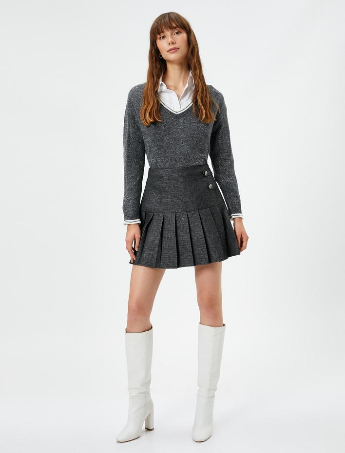  Çift Katlı Görünümlü Triko Kazak