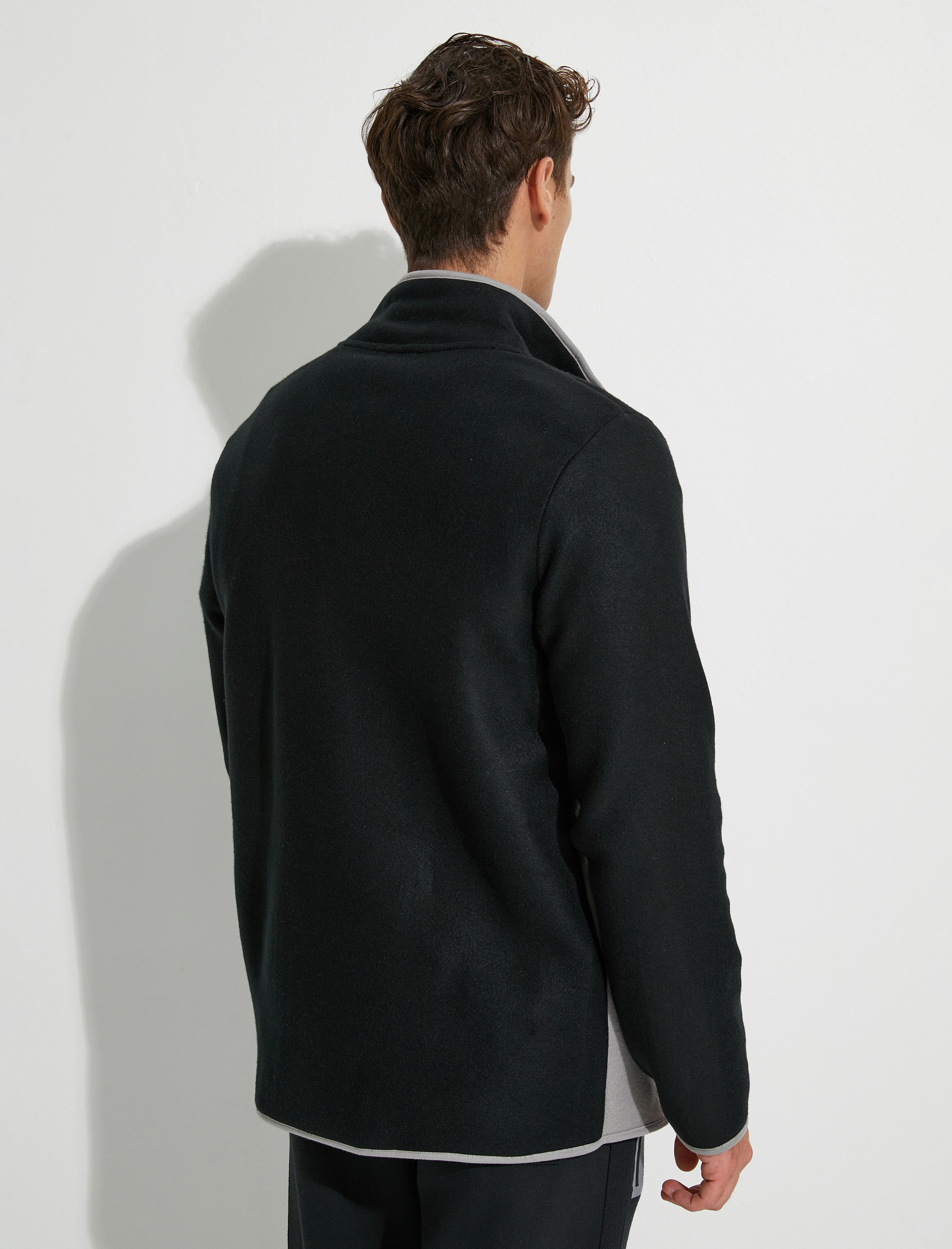   Polar Sweatshirt Yarım Fermuarlı Renk Bloklu Slogan Detaylı