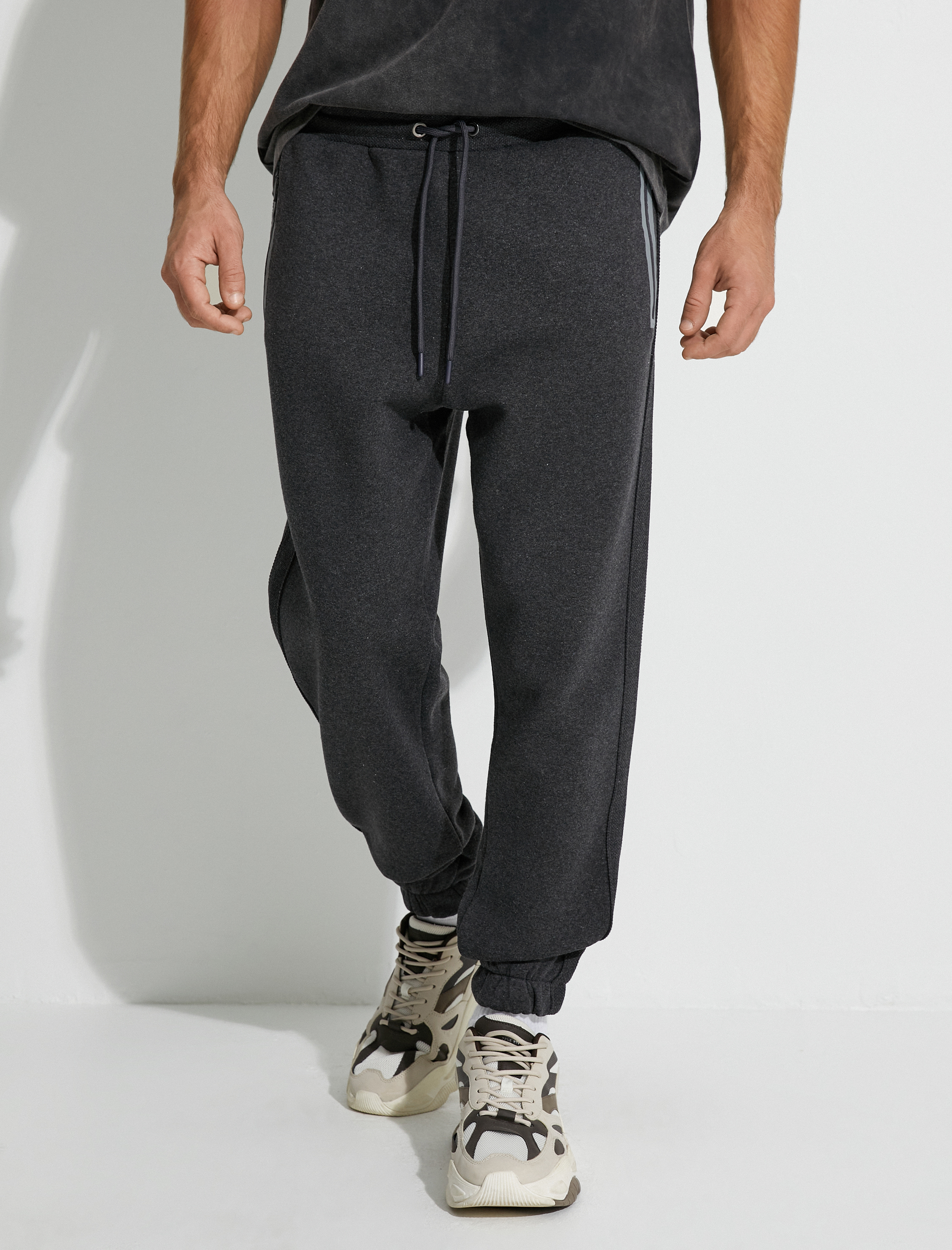   Jogger Eşofman Altı Beli Bağcıklı Fermuar Cep Detaylı Şardonlu