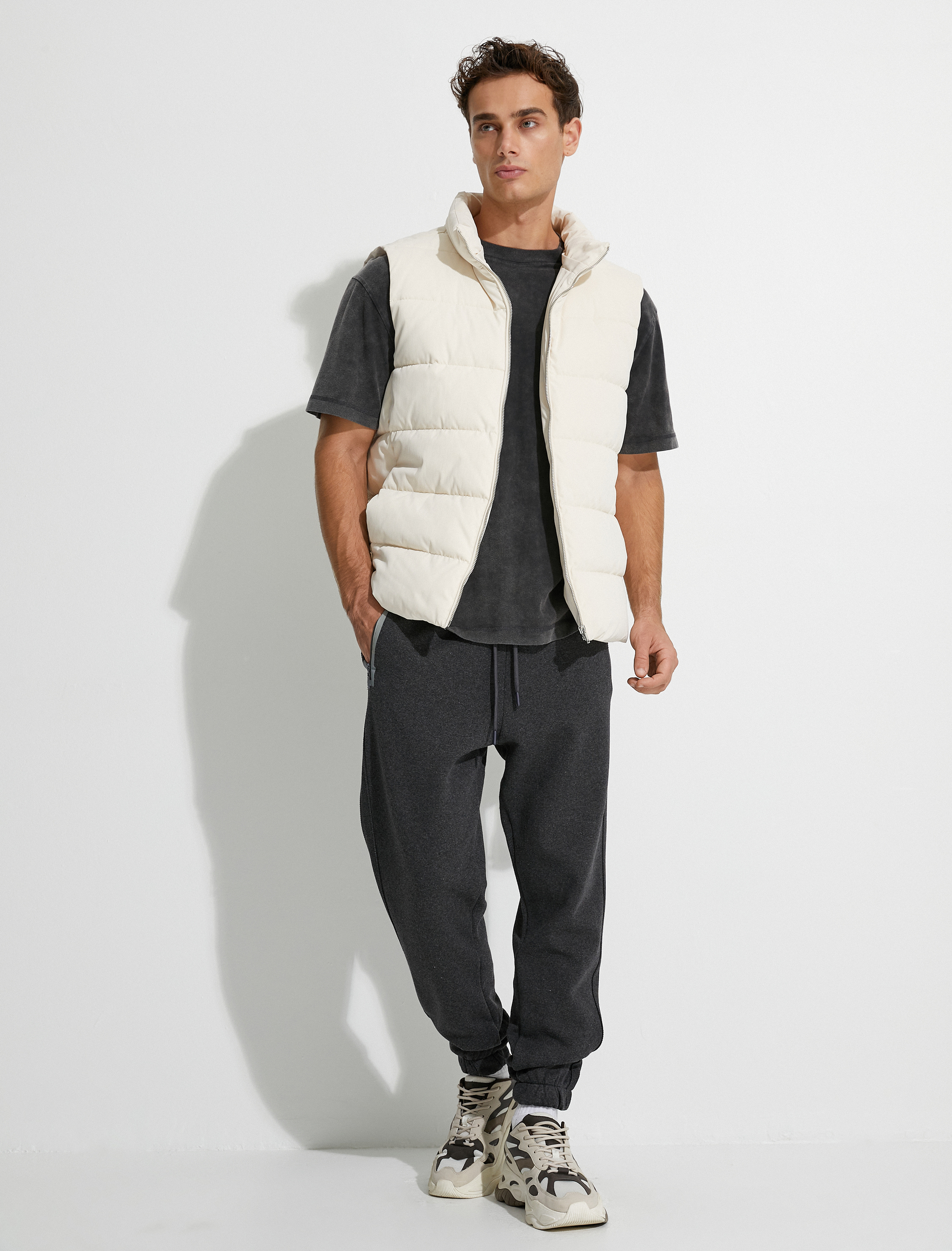   Jogger Eşofman Altı Beli Bağcıklı Fermuar Cep Detaylı Şardonlu