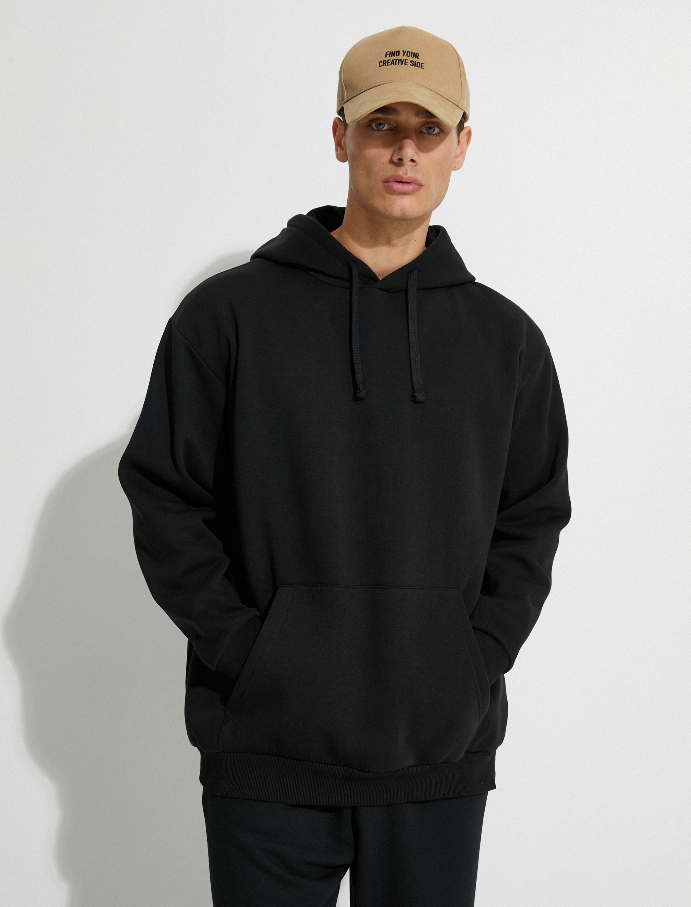   Kapşonlu Sweat Kanguru Cep Detaylı Uzun Kollu Şardonlu