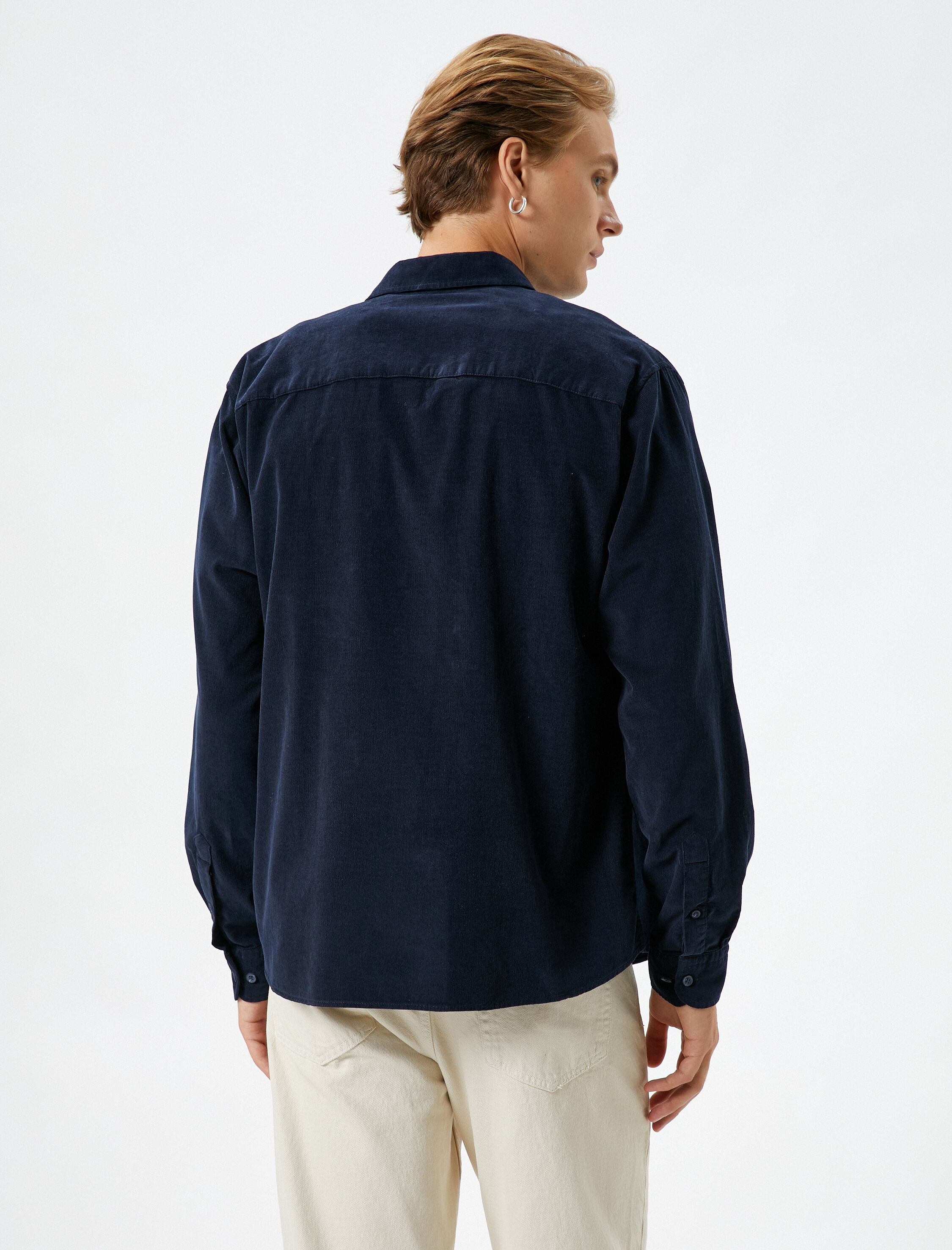   Fitilli Gömlek Düğmeli Klasik Yaka Cep Detaylı