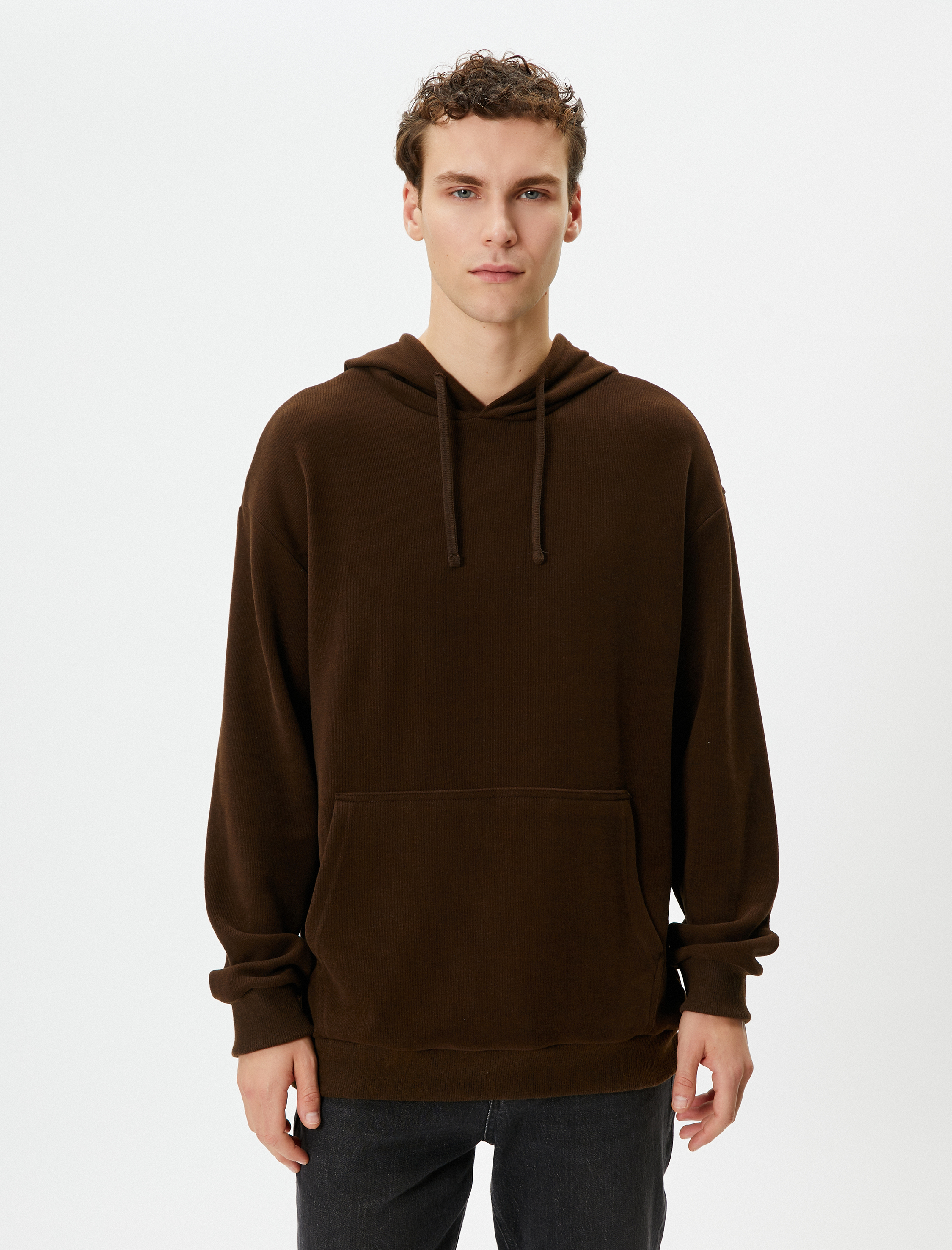 Basic Hoodie Kanguru Cepli Rahat Kesim Uzun Kollu