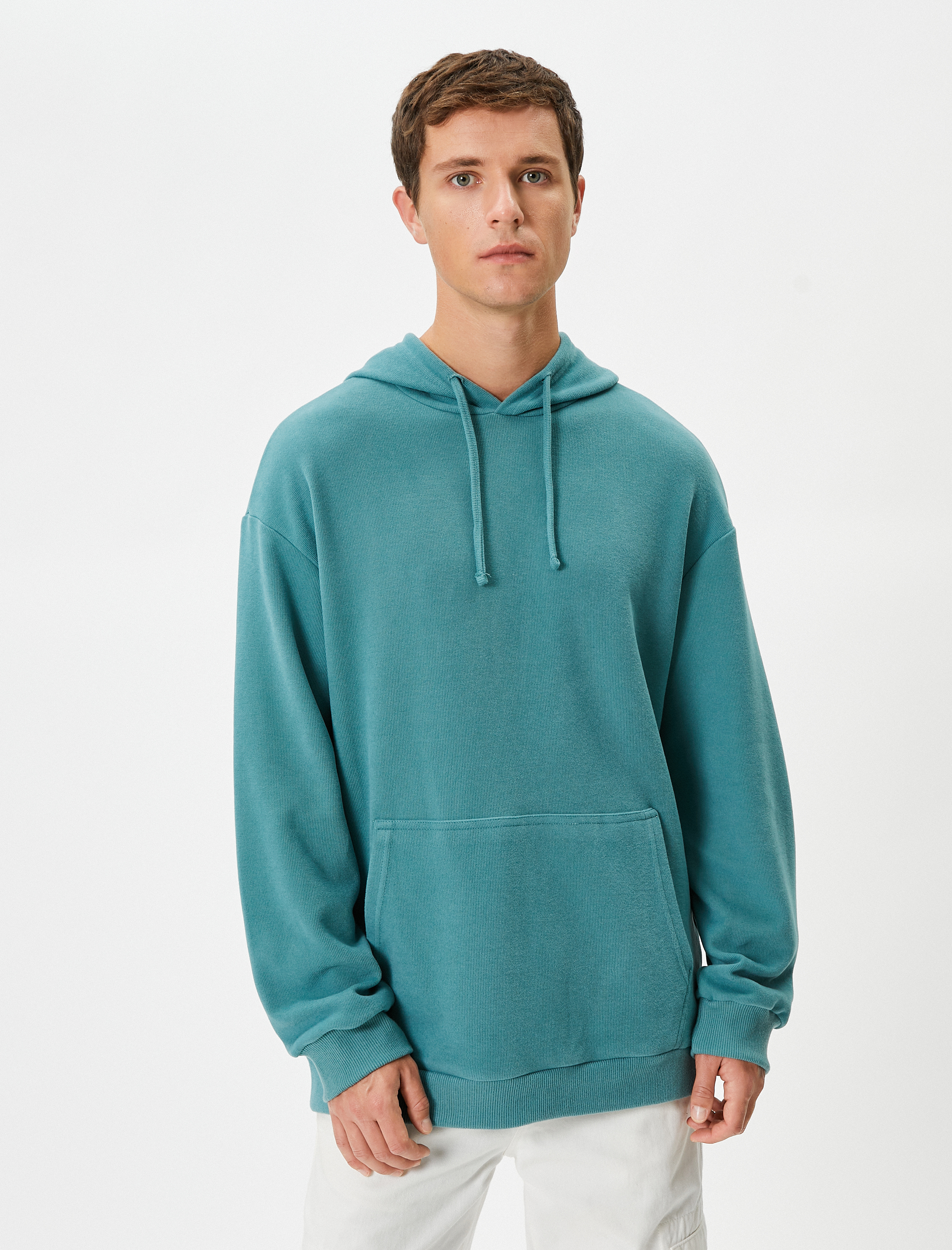   Basic Hoodie Kanguru Cepli Rahat Kesim Uzun Kollu