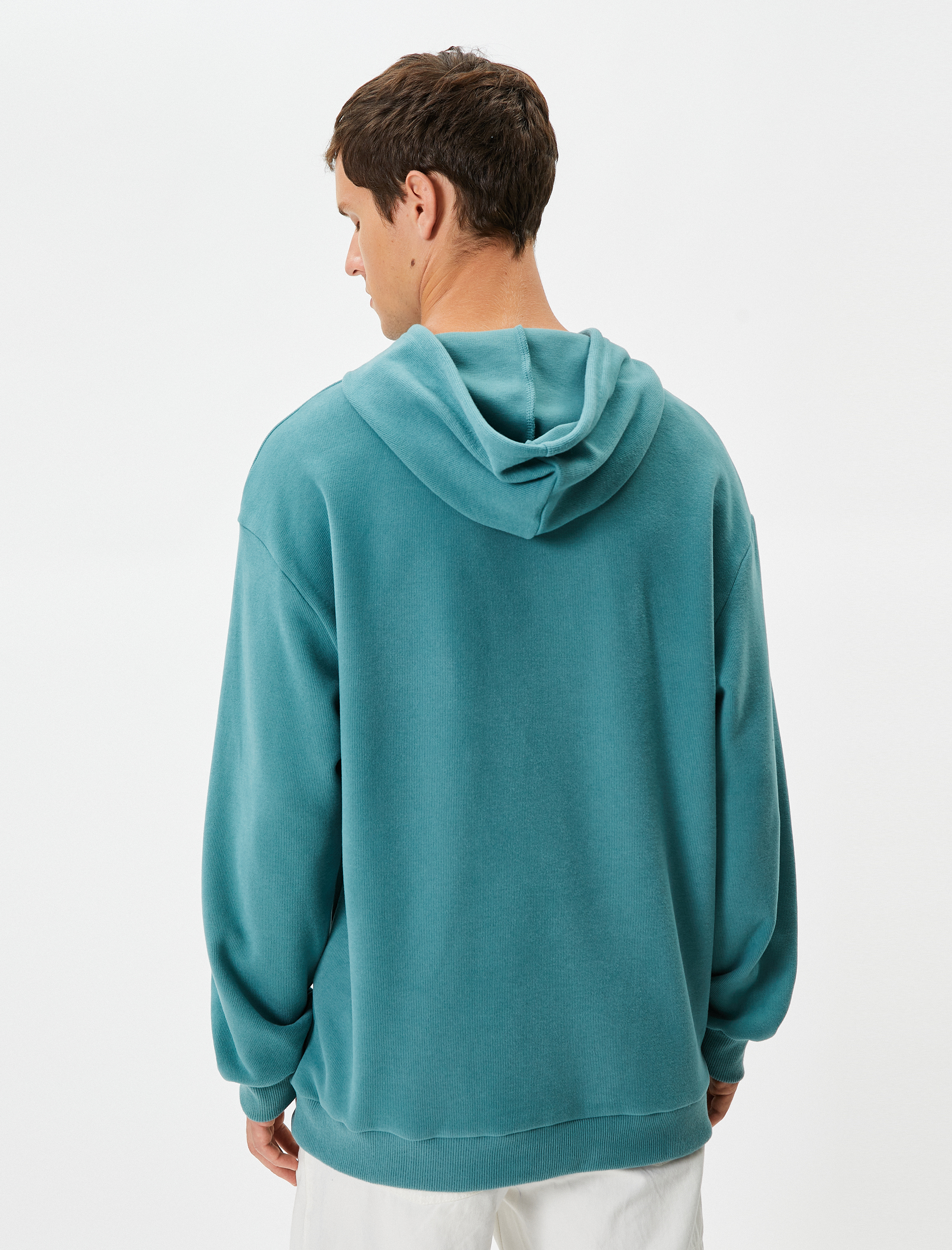   Basic Hoodie Kanguru Cepli Rahat Kesim Uzun Kollu