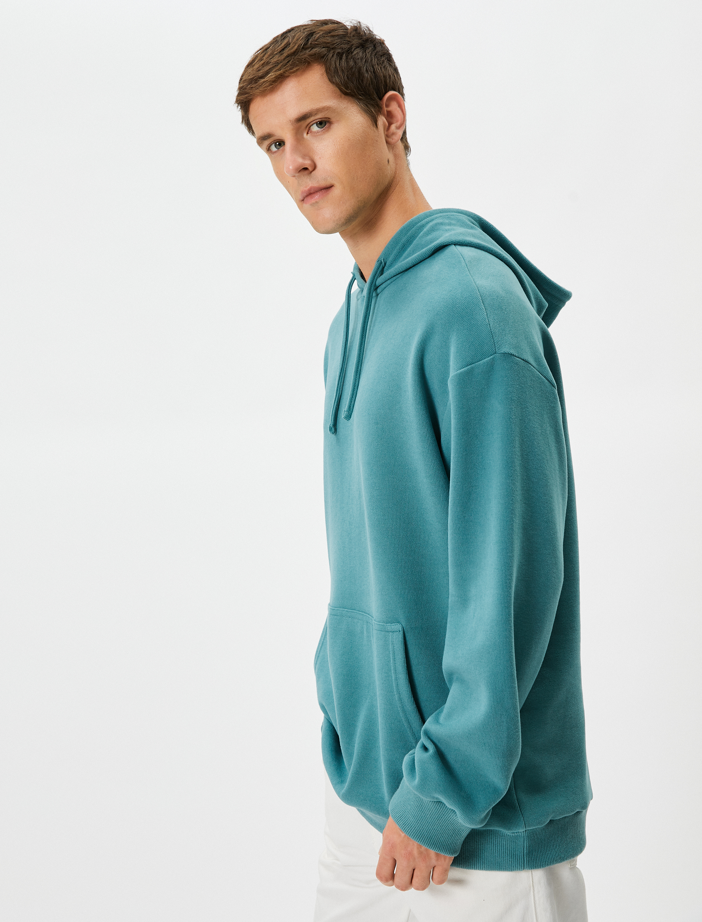   Basic Hoodie Kanguru Cepli Rahat Kesim Uzun Kollu