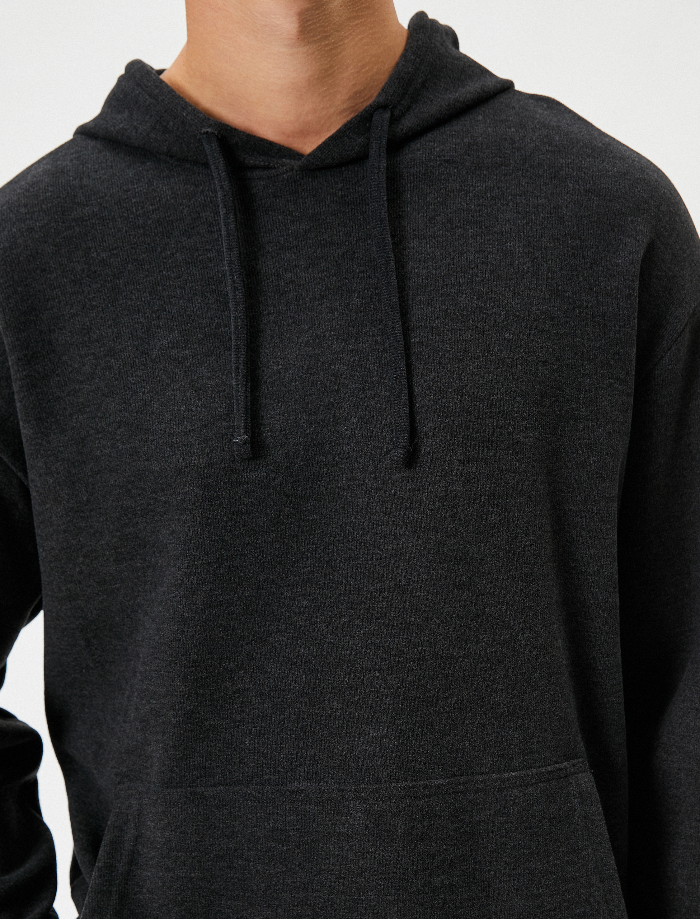   Basic Hoodie Kanguru Cepli Rahat Kesim Uzun Kollu