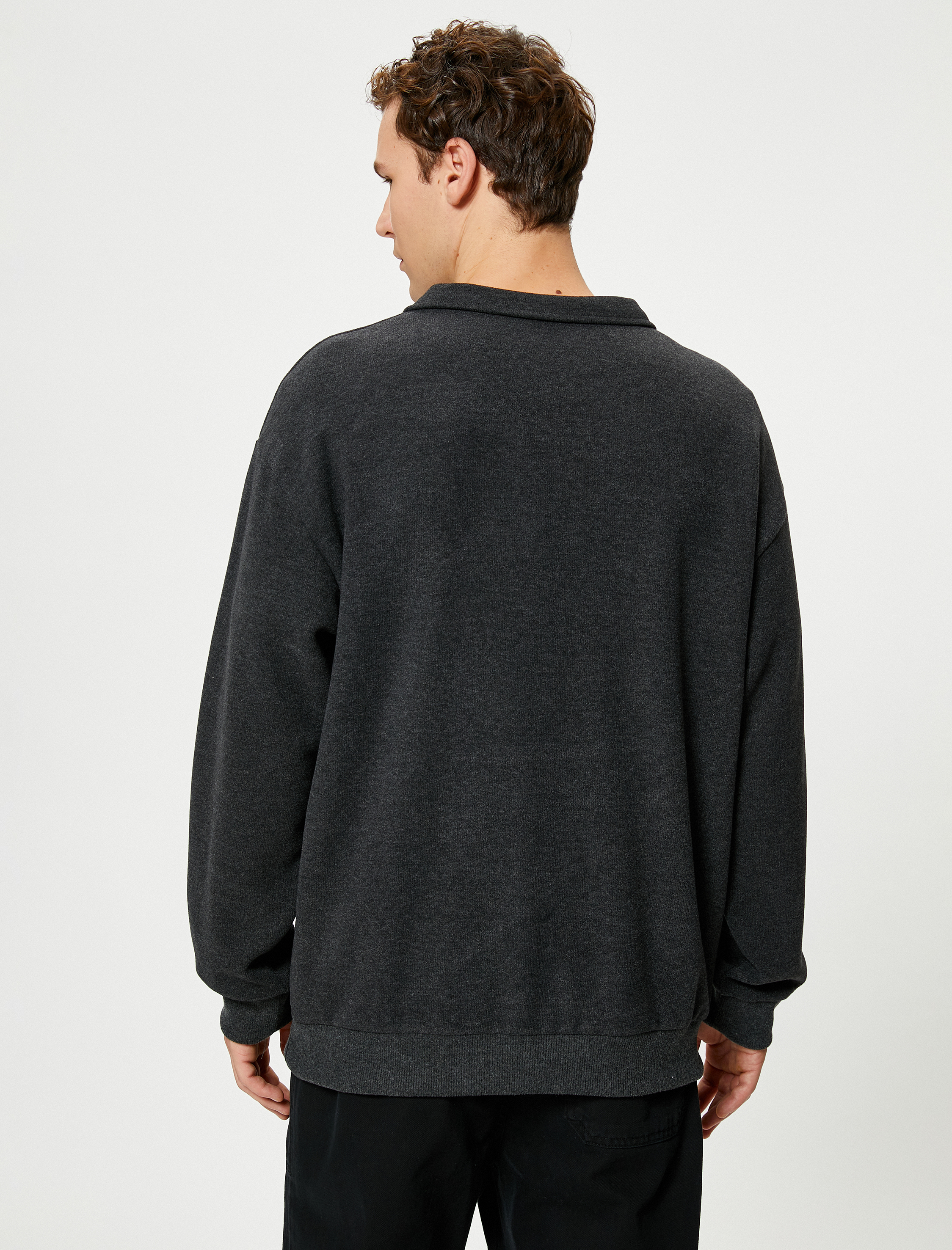   Yarım Fermuarlı Sweatshirt Dik Yaka Uzun Kollu