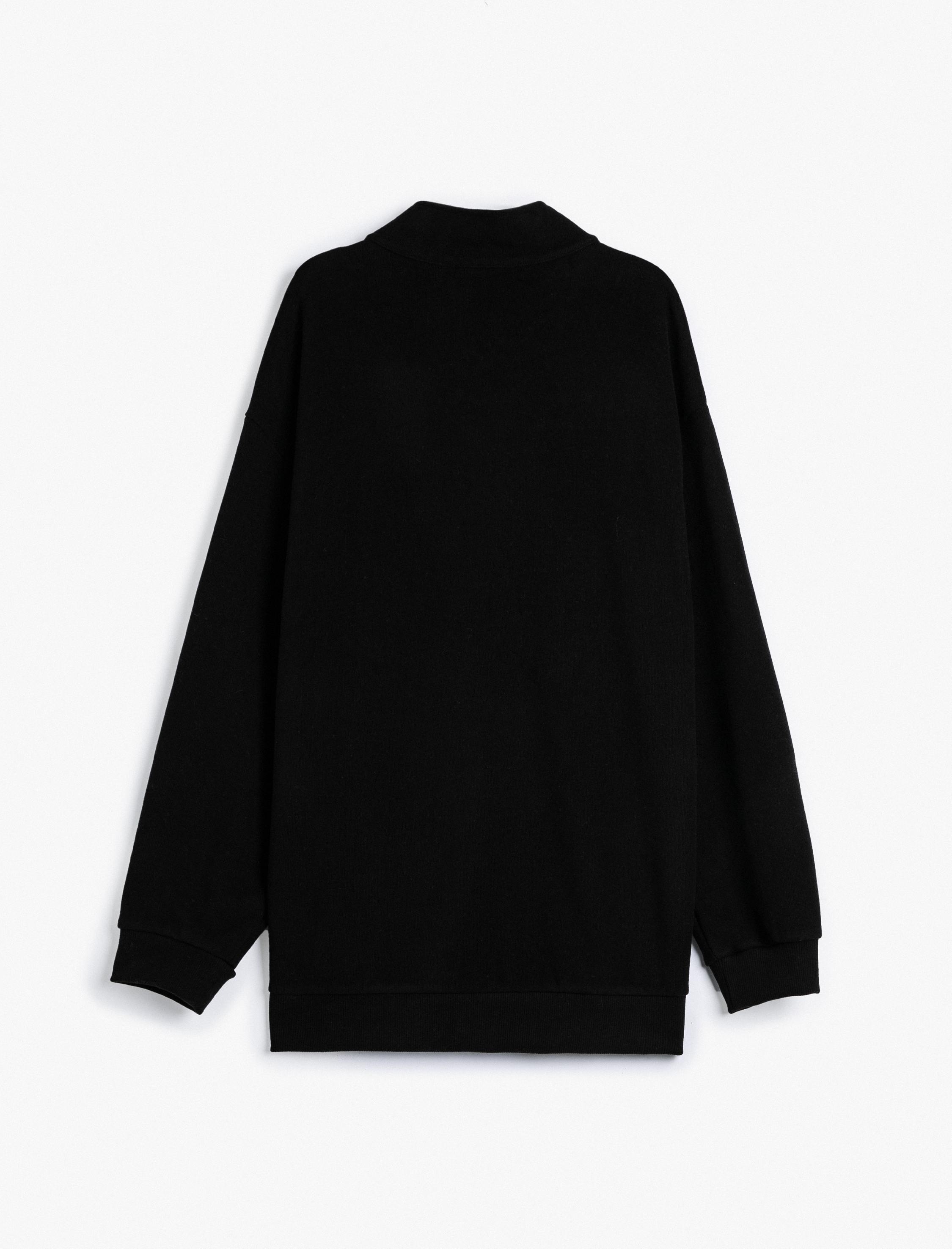   Yarım Fermuarlı Sweatshirt Dik Yaka Uzun Kollu